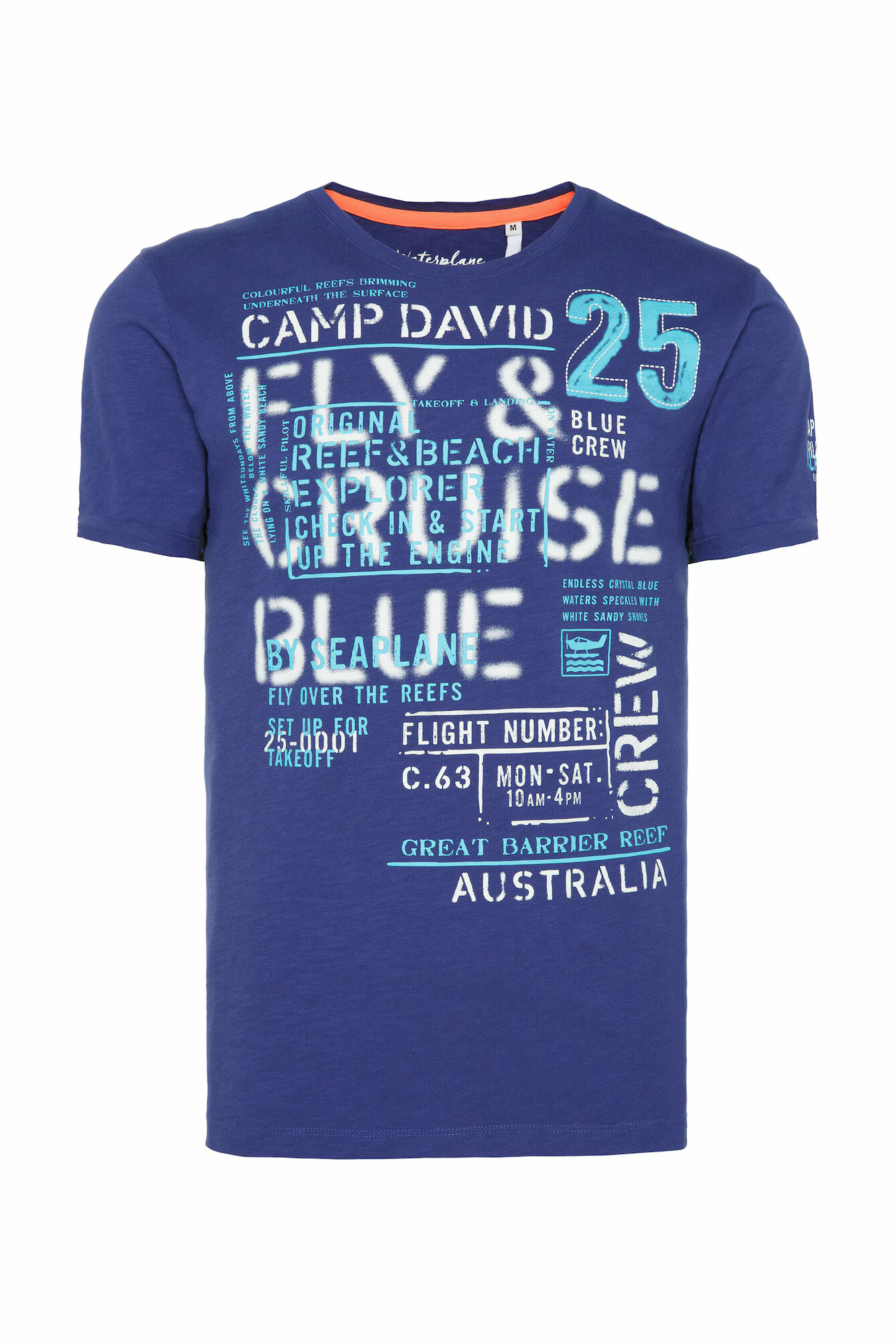 CAMP DAVID Tricou indigo / albastru aqua / alb - Pled.ro