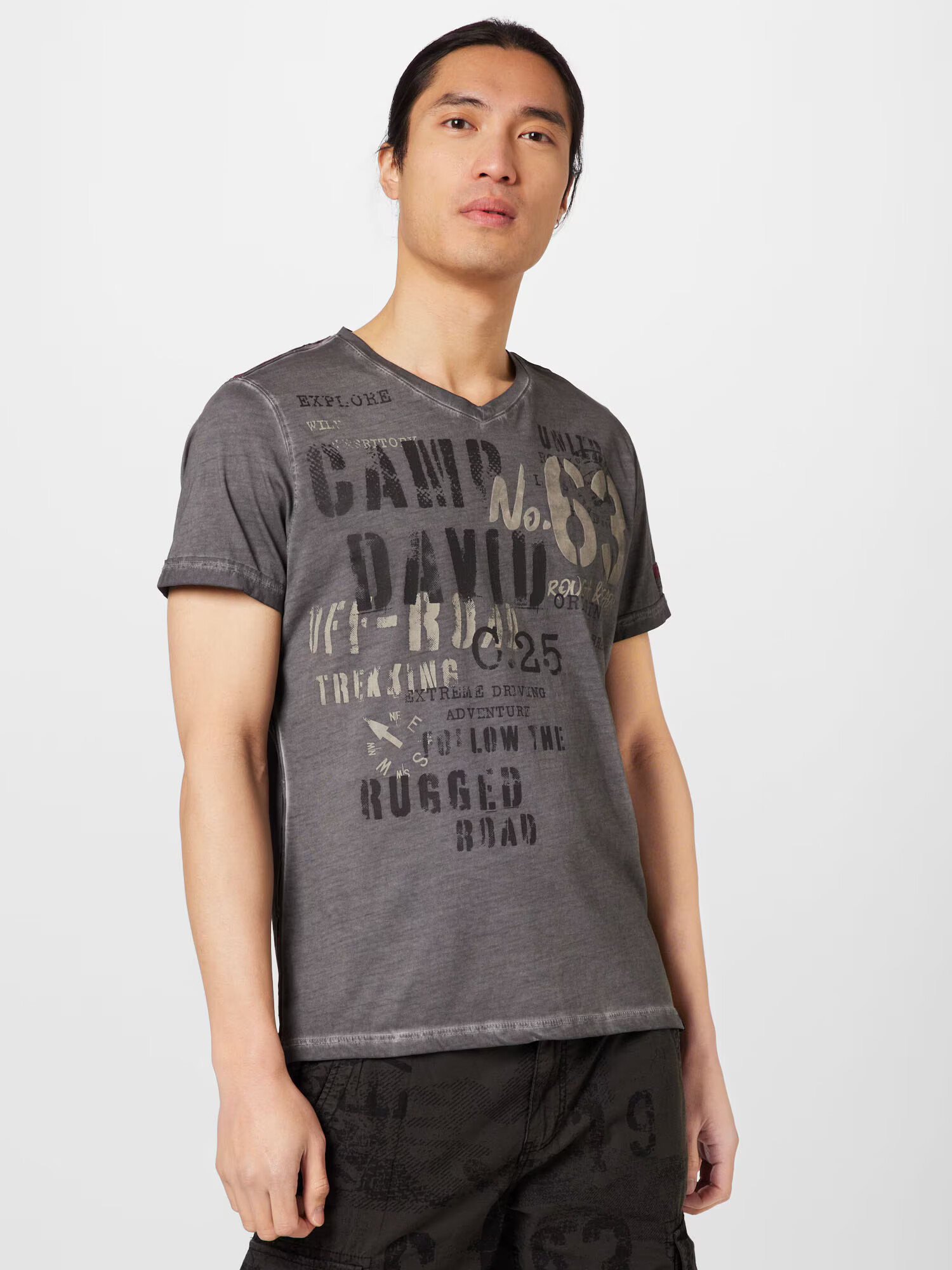 CAMP DAVID Tricou kaki / negru - Pled.ro