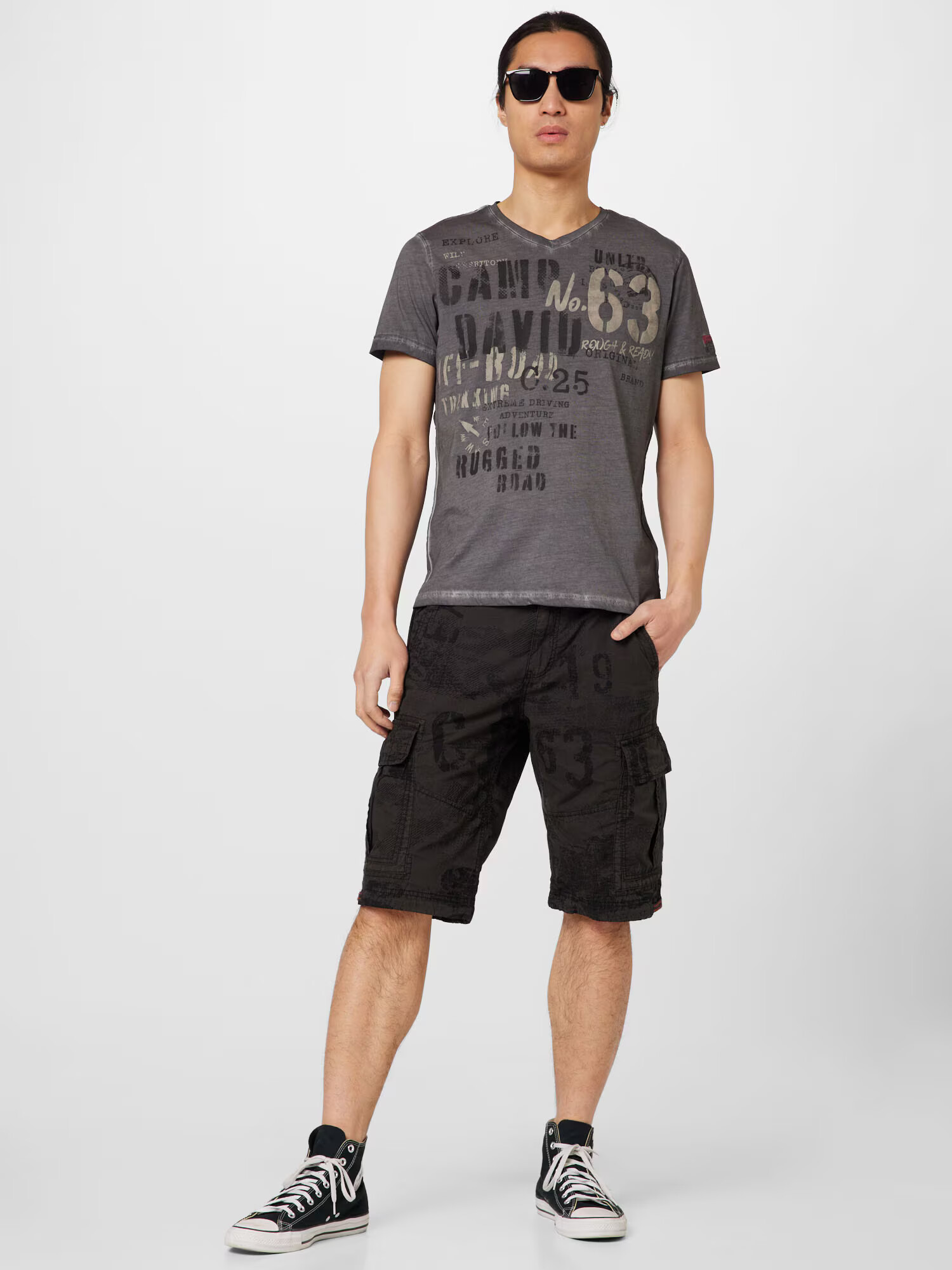 CAMP DAVID Tricou kaki / negru - Pled.ro