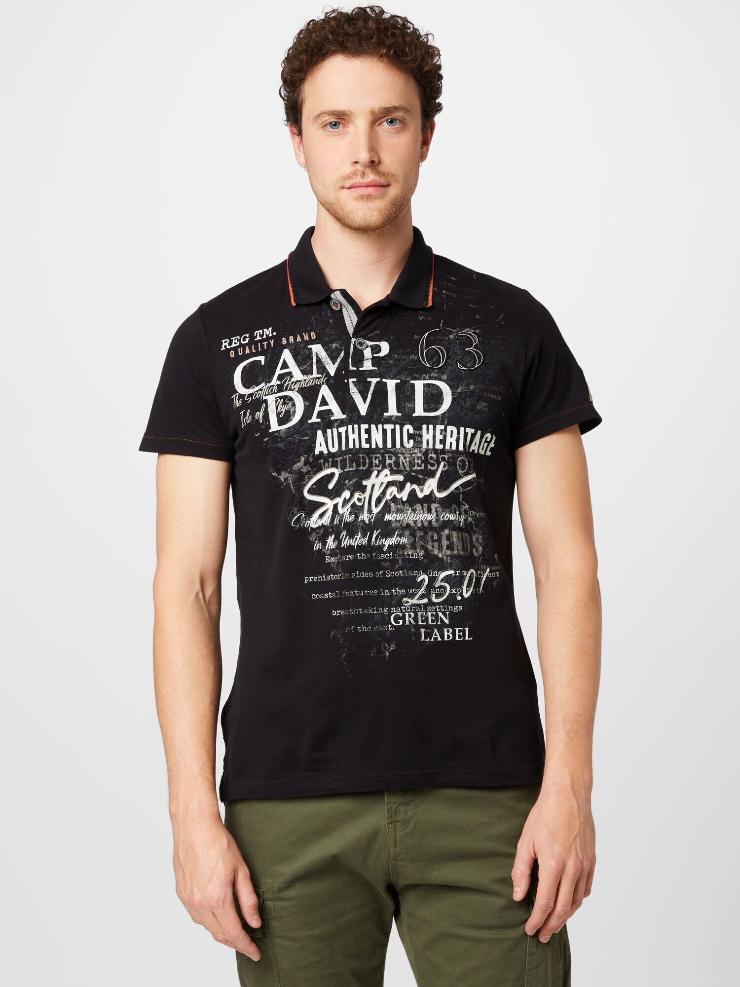 CAMP DAVID Tricou 'Land Of Legends' gri piatră / negru / alb - Pled.ro