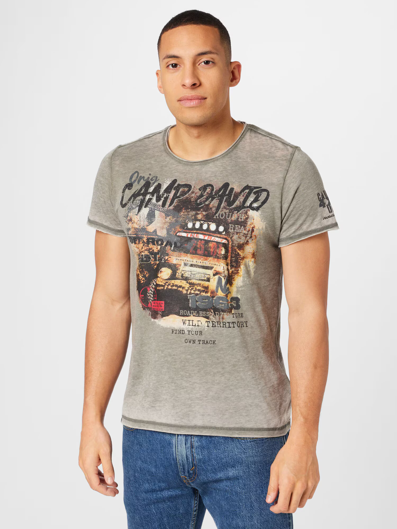 CAMP DAVID Tricou maro deschis / grej / negru / alb - Pled.ro