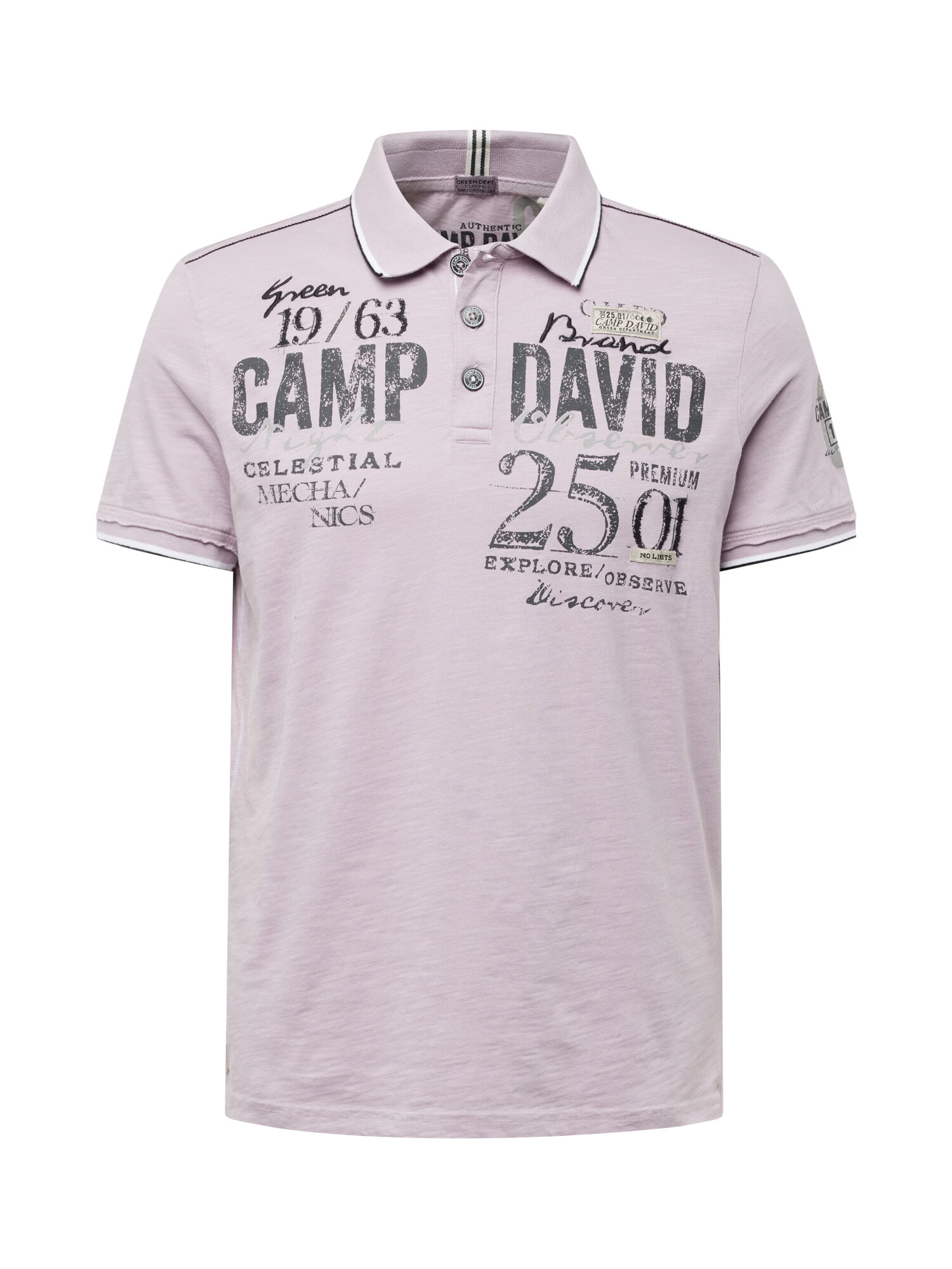 CAMP DAVID Tricou mov liliachiu / negru - Pled.ro