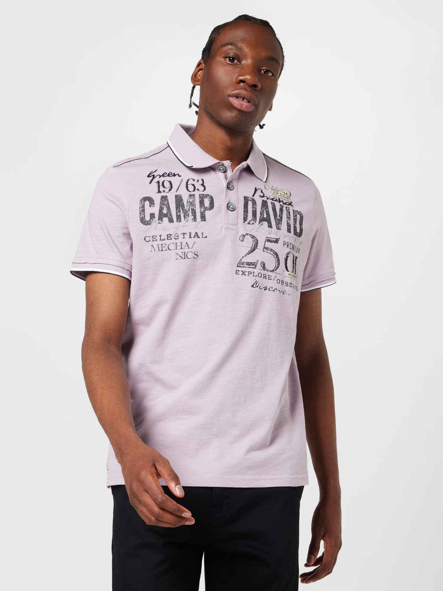 CAMP DAVID Tricou mov liliachiu / negru - Pled.ro