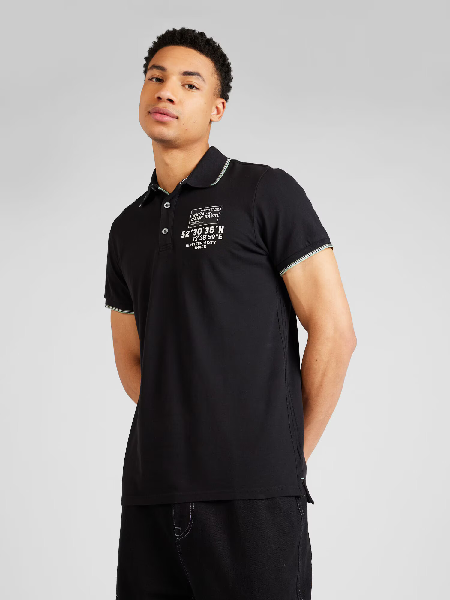 CAMP DAVID Tricou negru / alb - Pled.ro