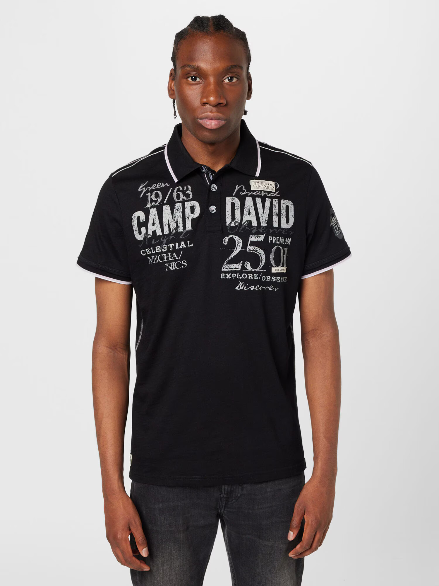 CAMP DAVID Tricou negru / alb - Pled.ro