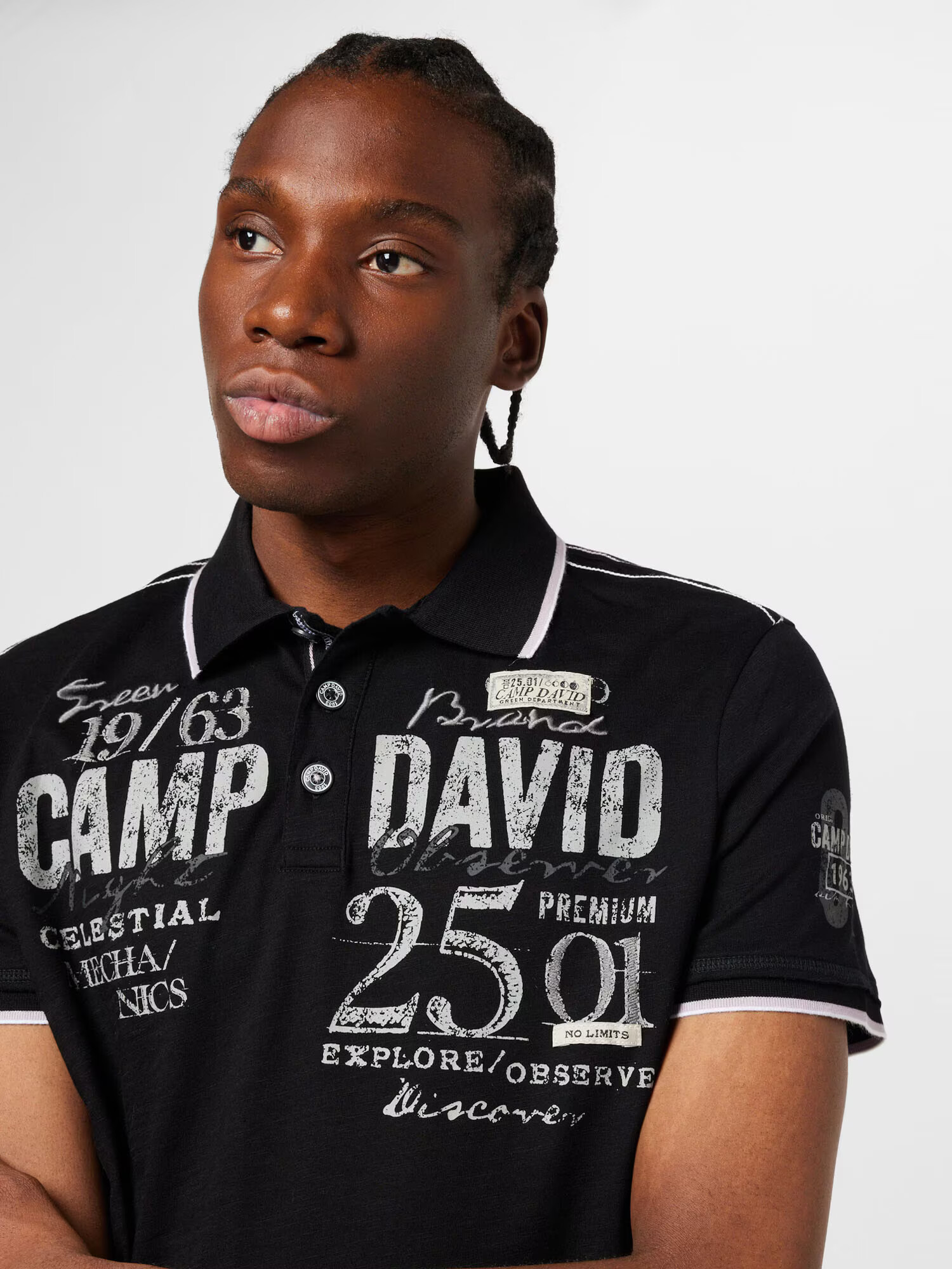 CAMP DAVID Tricou negru / alb - Pled.ro