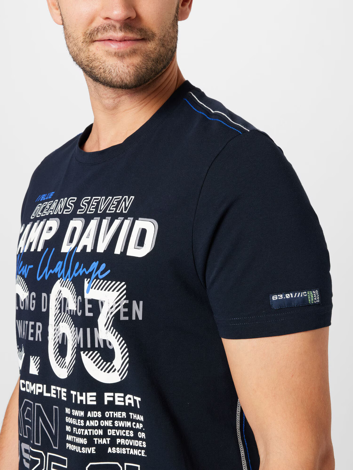 CAMP DAVID Tricou 'Ocean´s Seven' albastru / albastru noapte / alb - Pled.ro