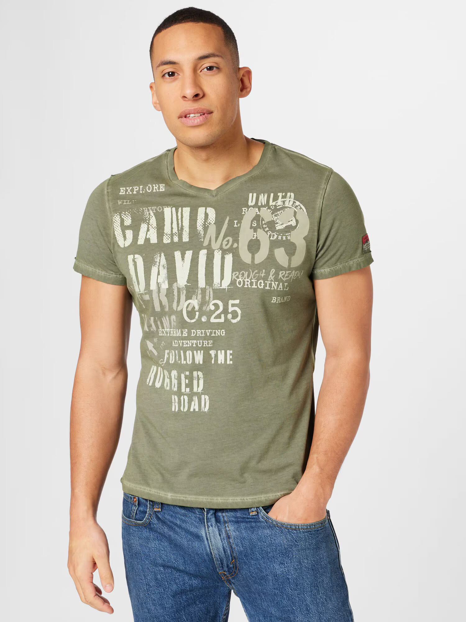 CAMP DAVID Tricou oliv / alb - Pled.ro