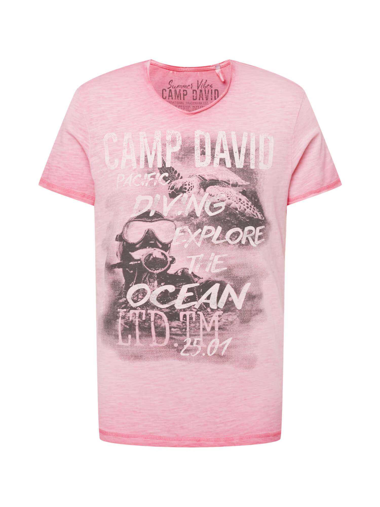 CAMP DAVID Tricou roz deschis / negru / alb - Pled.ro