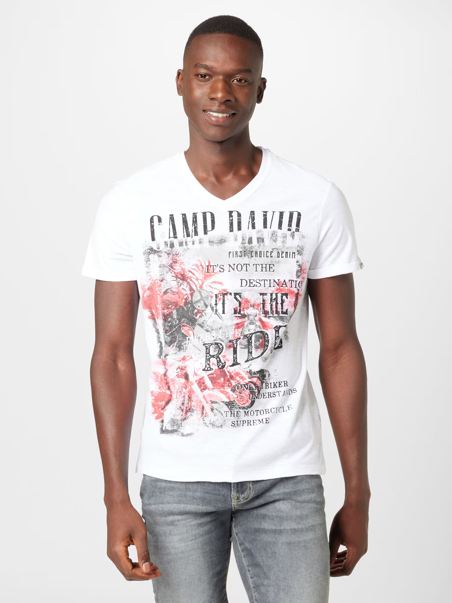 CAMP DAVID Tricou roz pal / negru / alb - Pled.ro