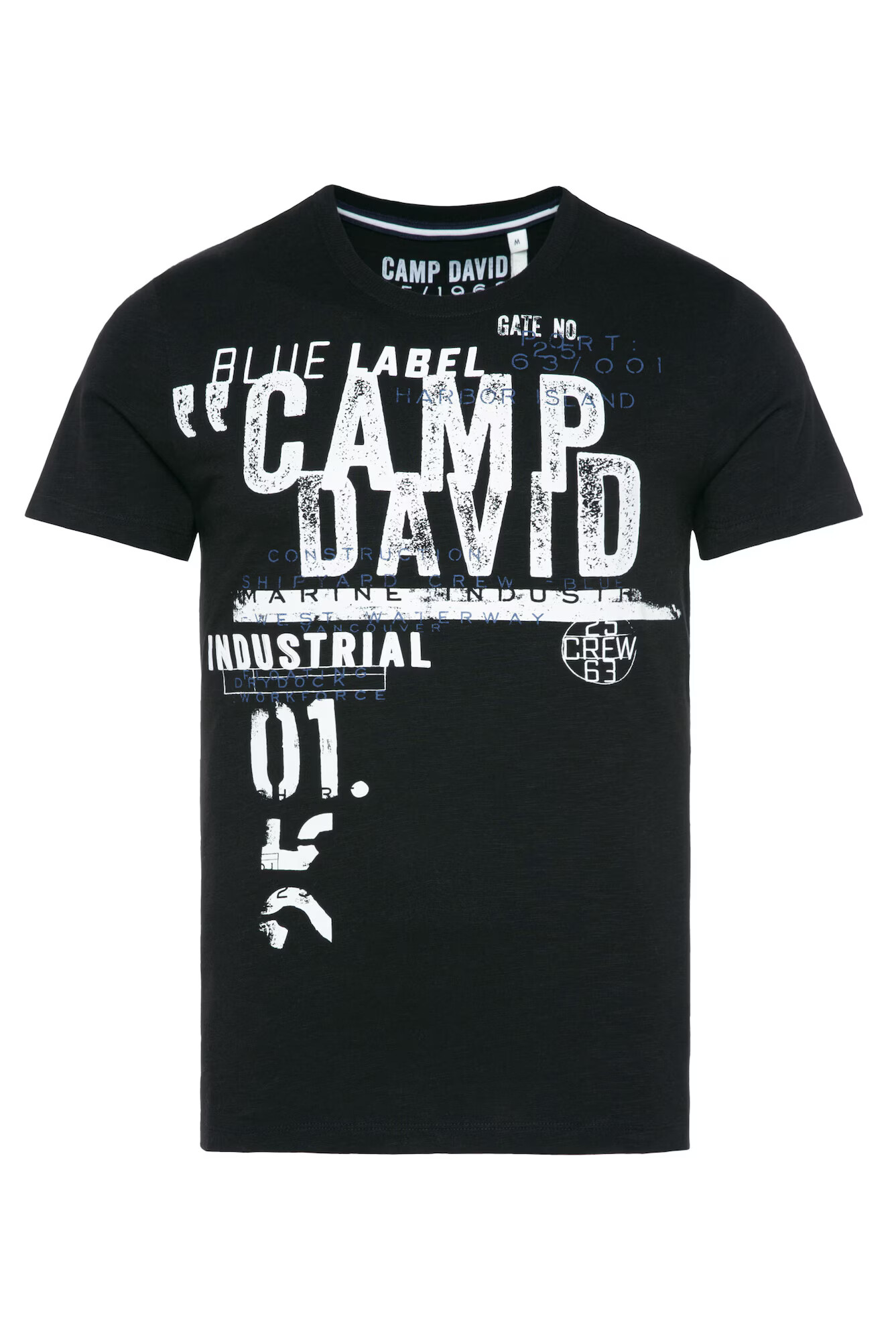 CAMP DAVID Tricou 'Shipyard' albastru închis / negru / alb - Pled.ro