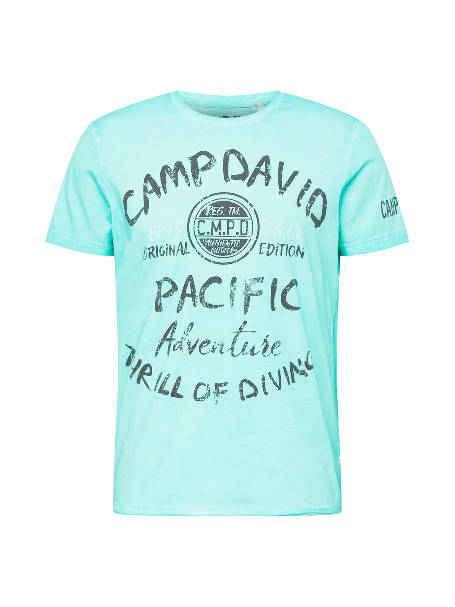 CAMP DAVID Tricou turcoaz / gri deschis / negru - Pled.ro