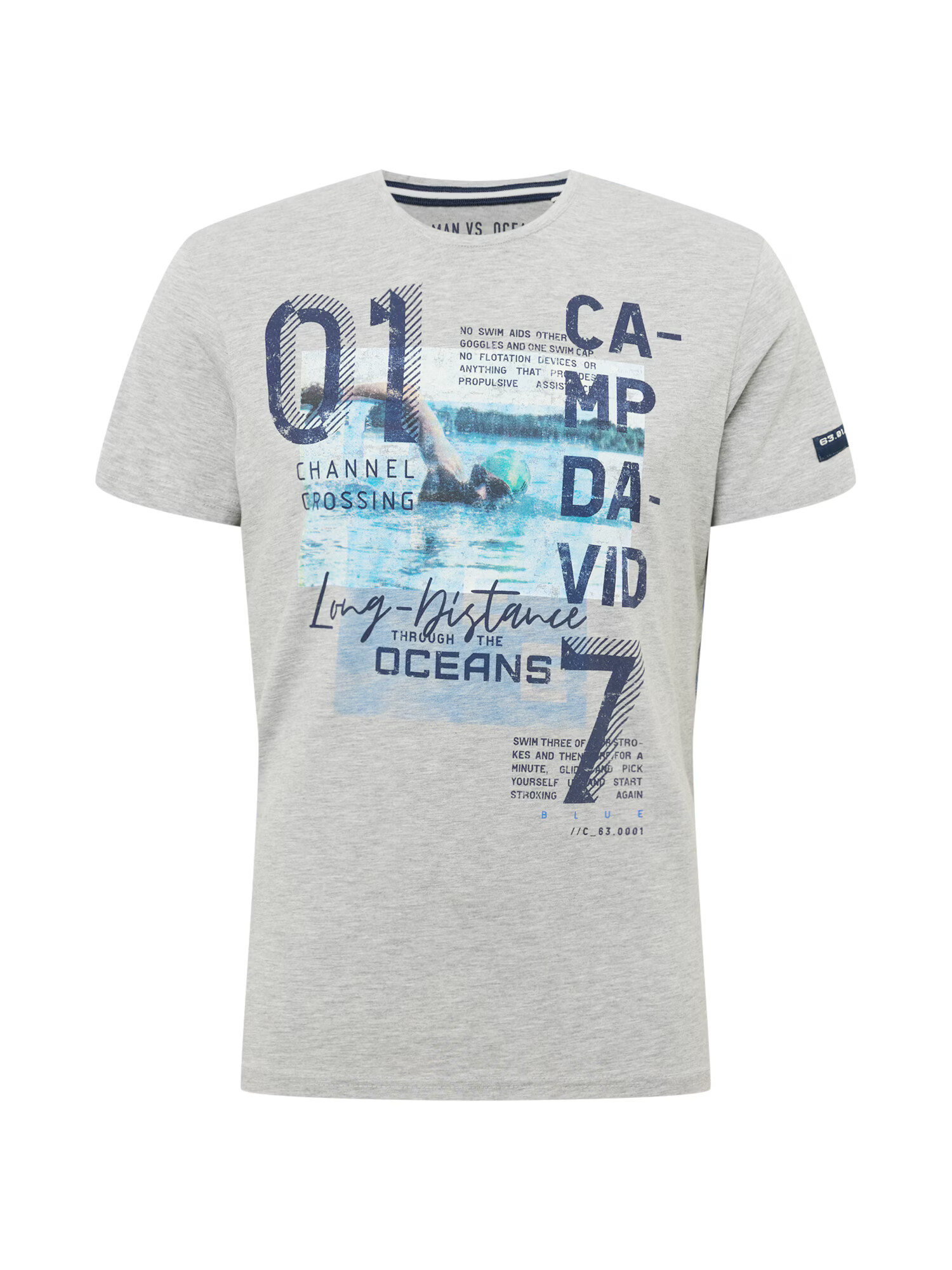 CAMP DAVID Tricou turcoaz / gri închis / gri amestecat / negru - Pled.ro