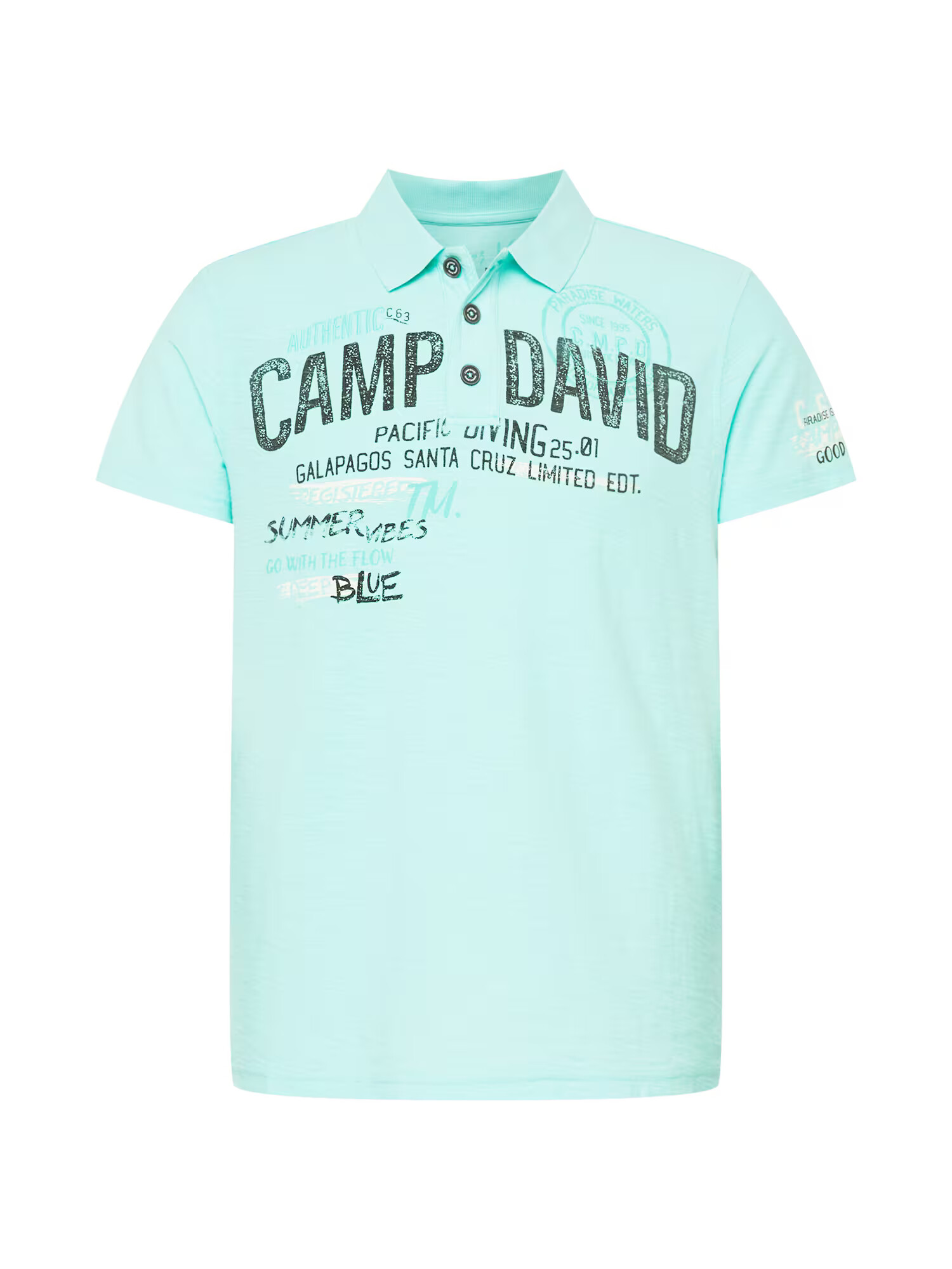 CAMP DAVID Tricou turcoaz / negru / alb - Pled.ro