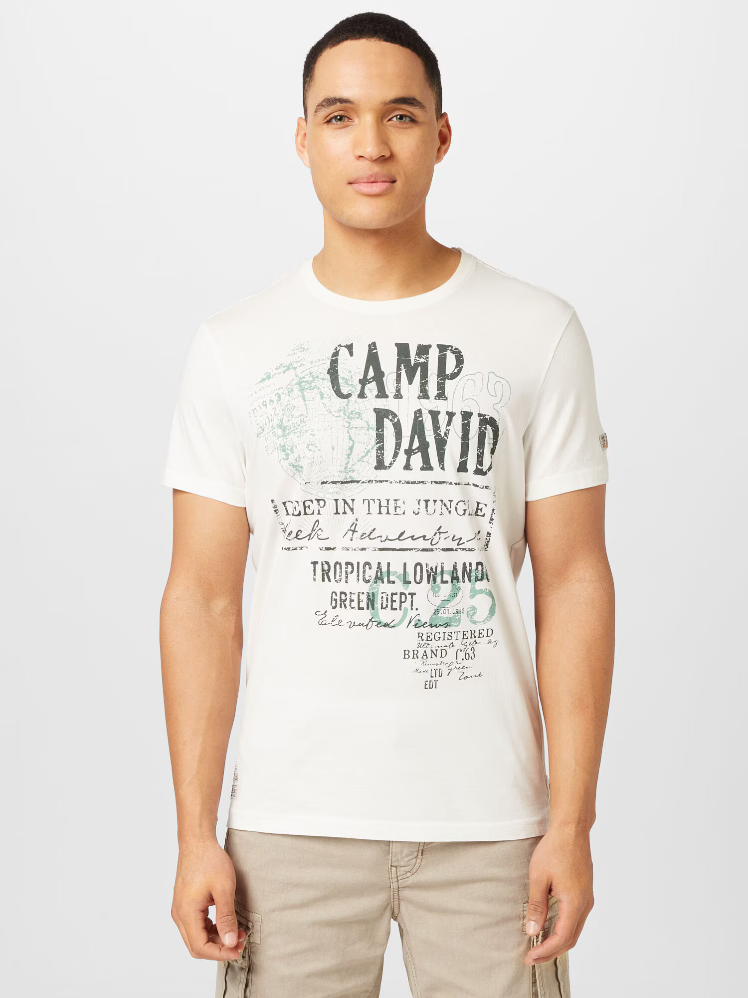 CAMP DAVID Tricou verde mentă / verde pin / alb lână - Pled.ro