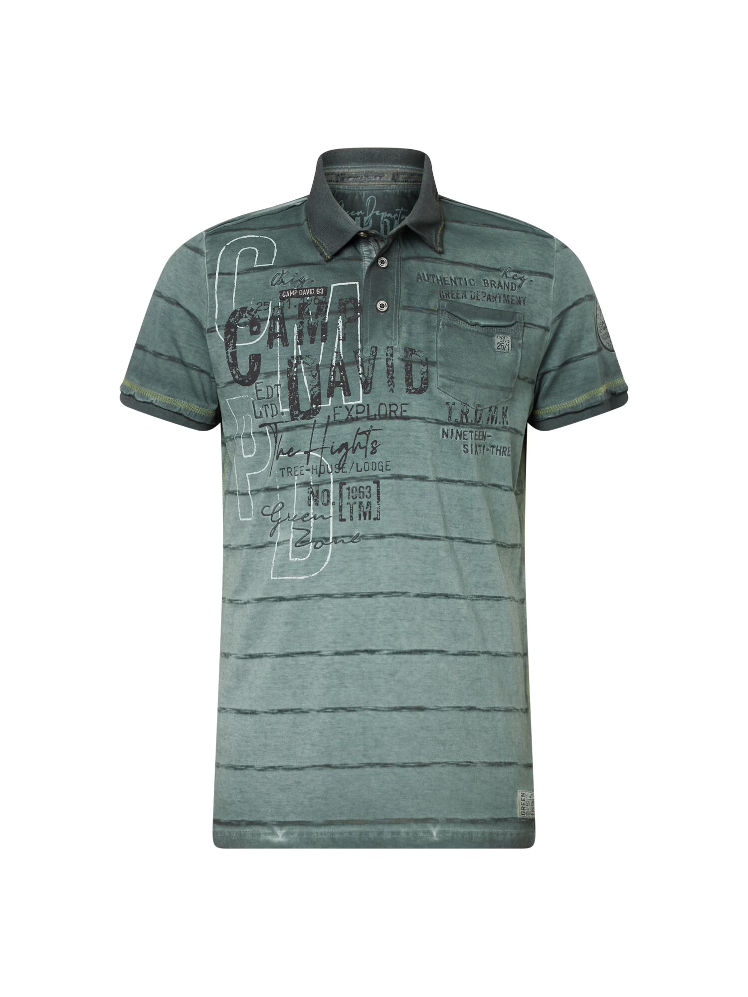 CAMP DAVID Tricou verde / verde pin / alb - Pled.ro