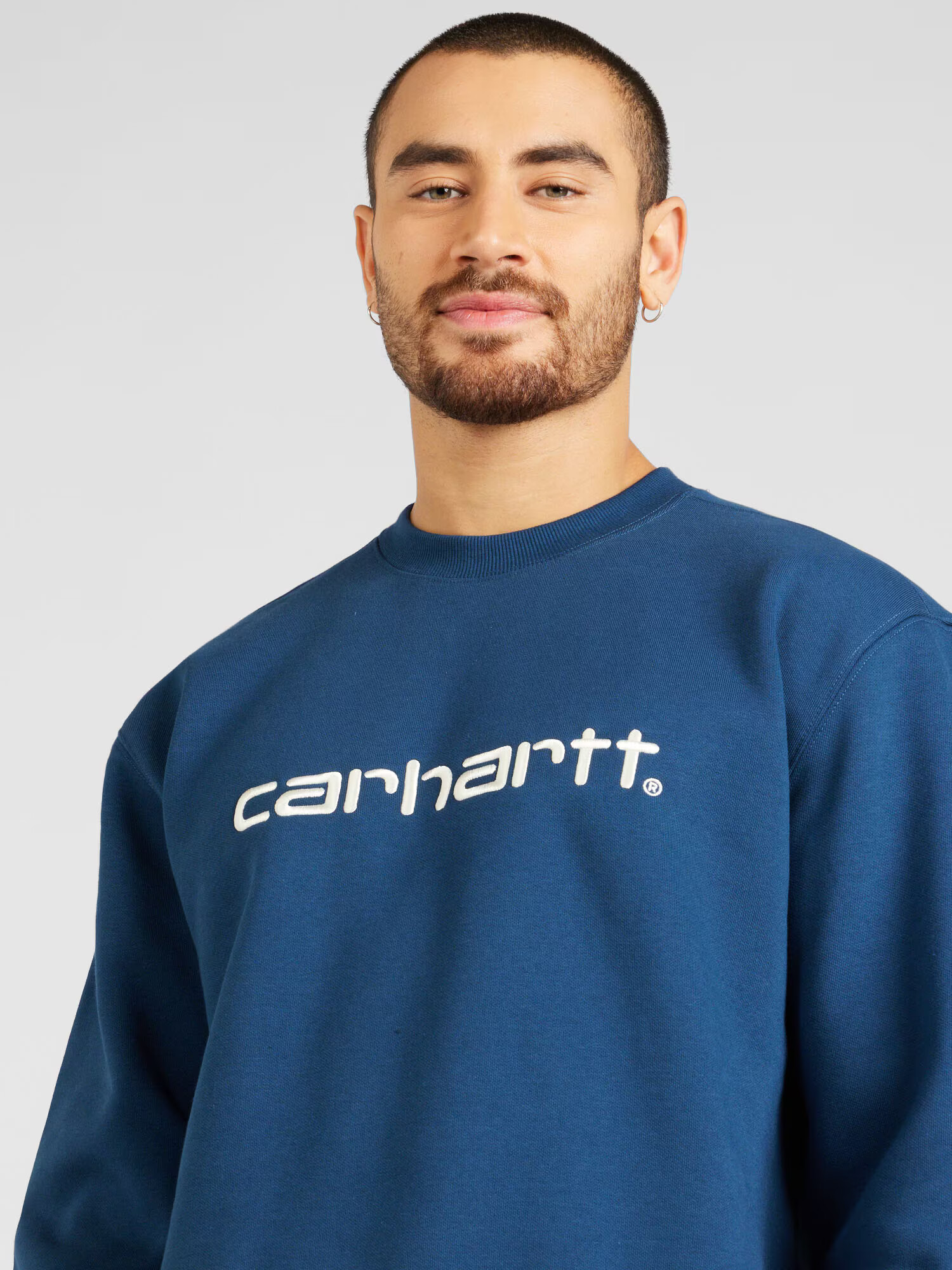 Carhartt WIP Bluză de molton albastru închis / alb - Pled.ro