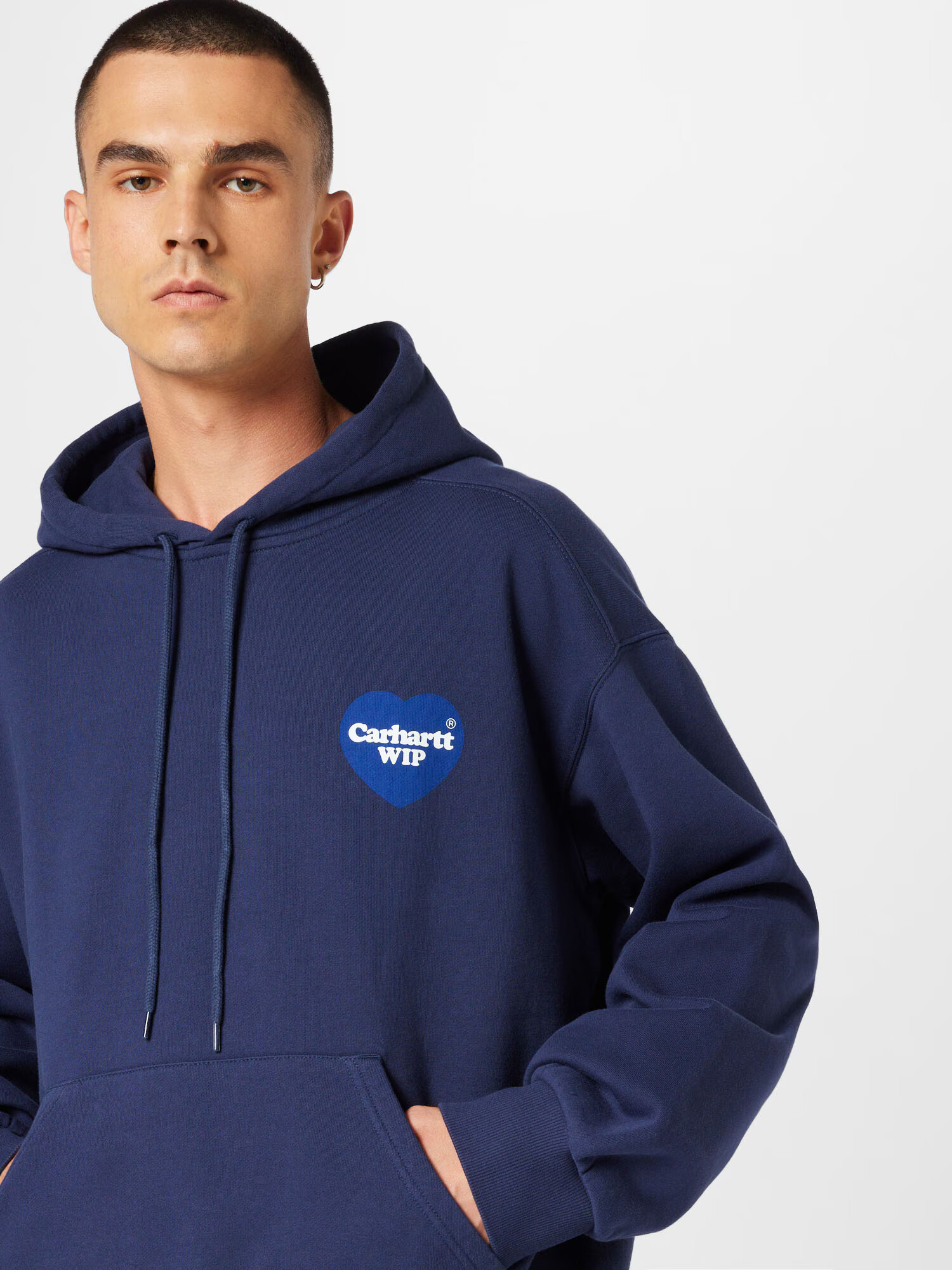 Carhartt WIP Bluză de molton bleumarin / alb - Pled.ro