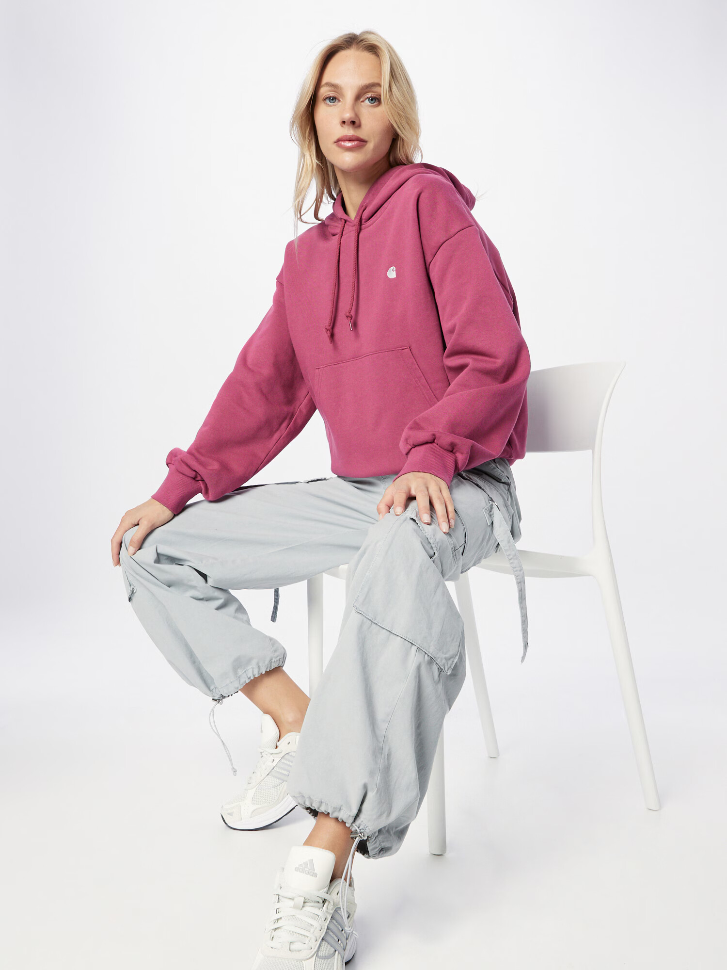 Carhartt WIP Bluză de molton 'Casey' roz zmeură / rosé / alb - Pled.ro