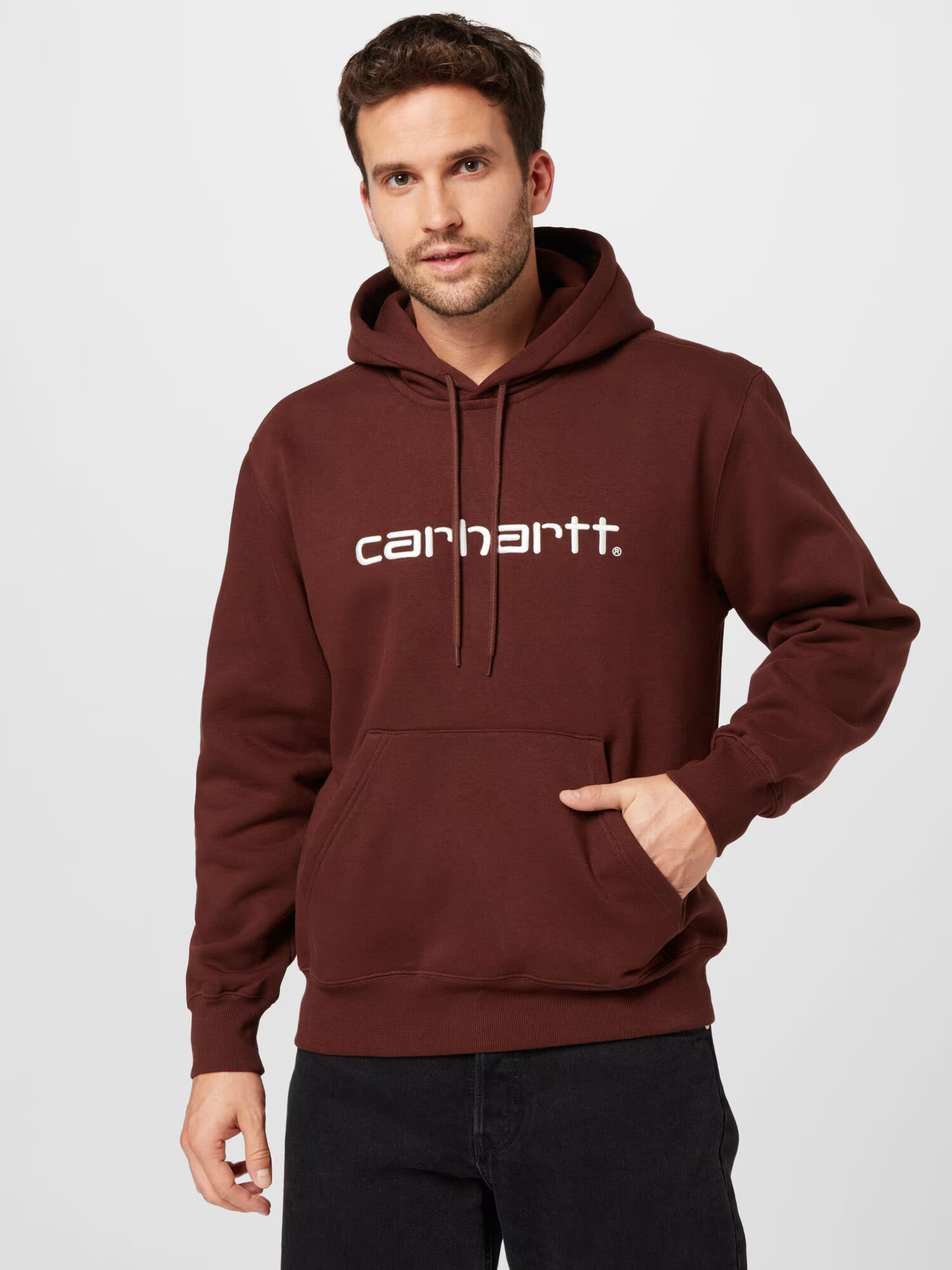 Carhartt WIP Bluză de molton maro pueblo / alb - Pled.ro