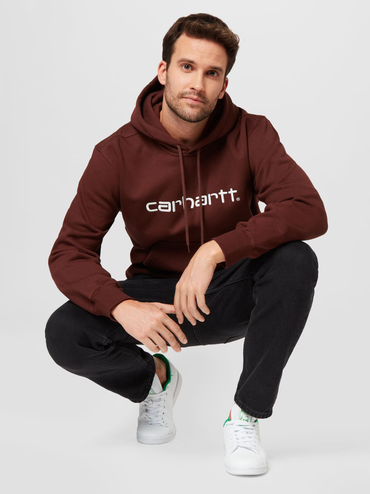 Carhartt WIP Bluză de molton maro pueblo / alb - Pled.ro