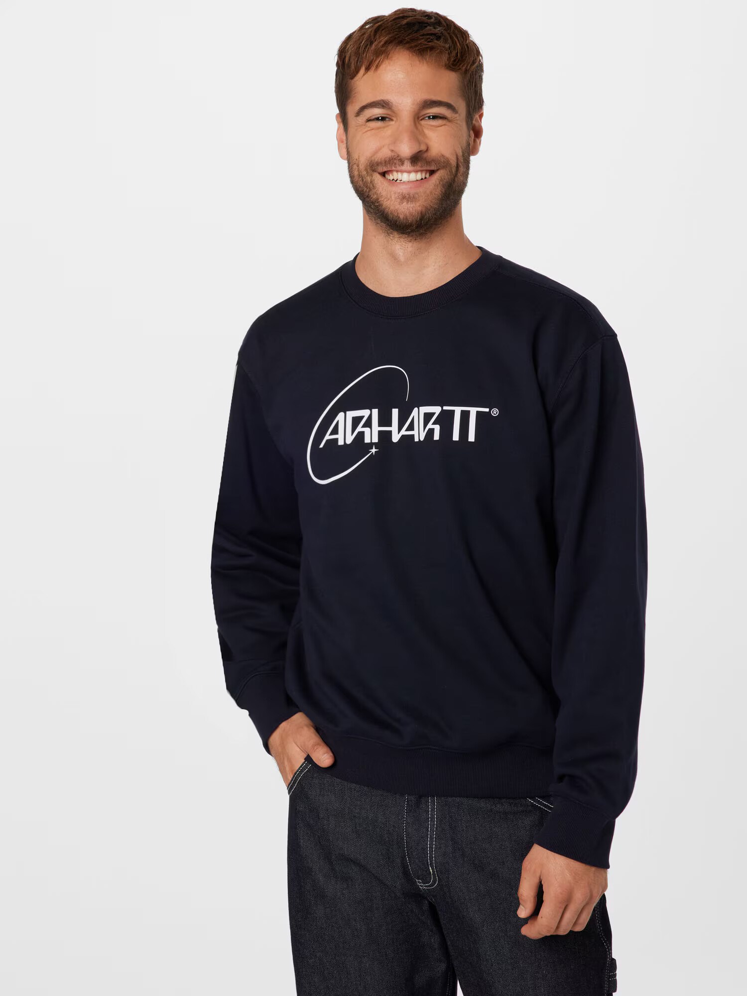 Carhartt WIP Bluză de molton 'Orbit' bleumarin / alb - Pled.ro