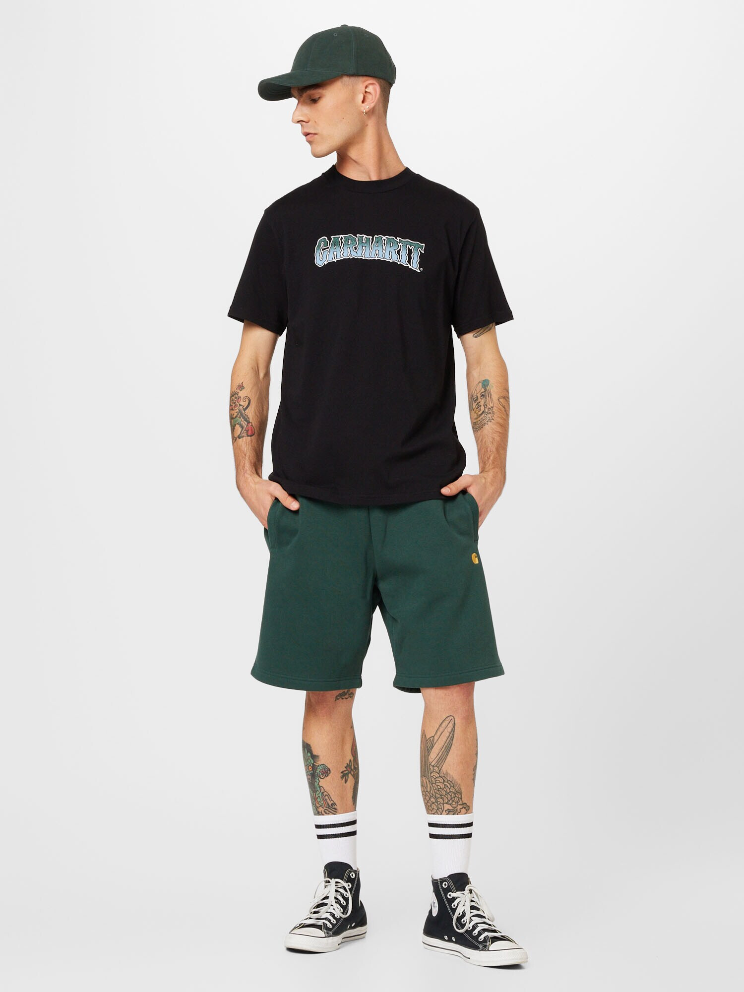 Carhartt WIP Tricou albastru fumuriu / verde / negru - Pled.ro