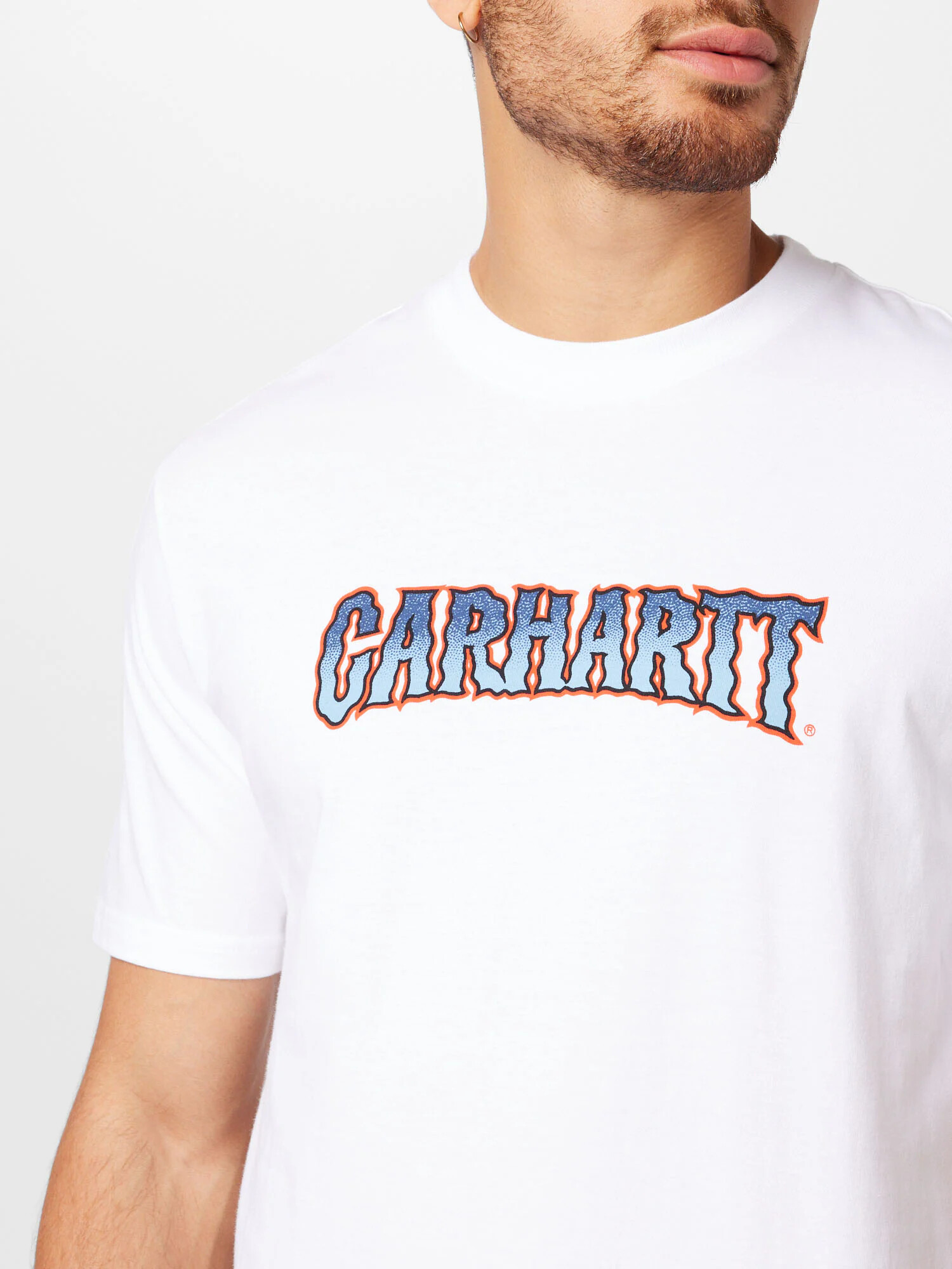 Carhartt WIP Tricou albastru porumbel / albastru deschis / roși aprins / alb - Pled.ro