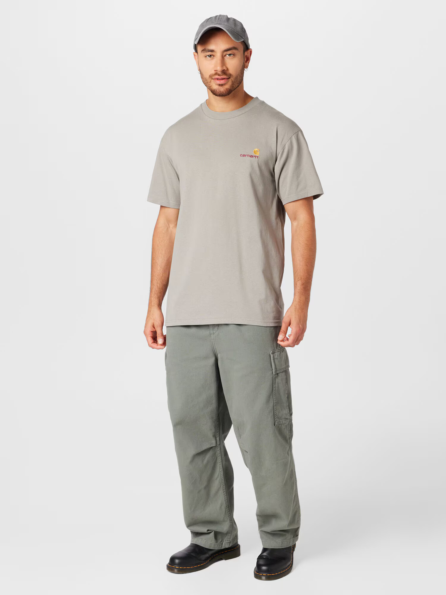 Carhartt WIP Tricou 'American' gri / portocaliu / negru - Pled.ro