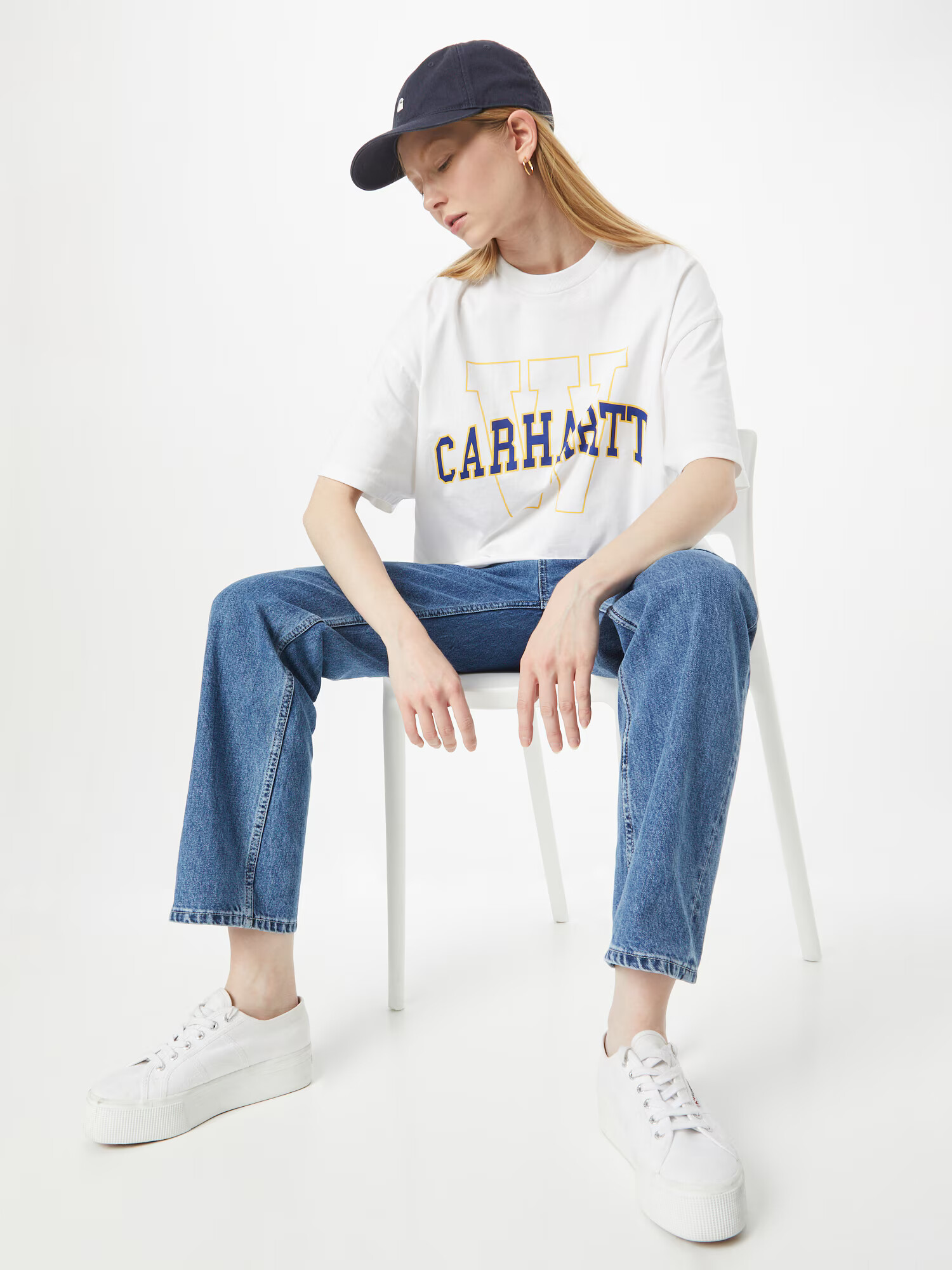 Carhartt WIP Tricou 'Grand' albastru / galben / alb - Pled.ro