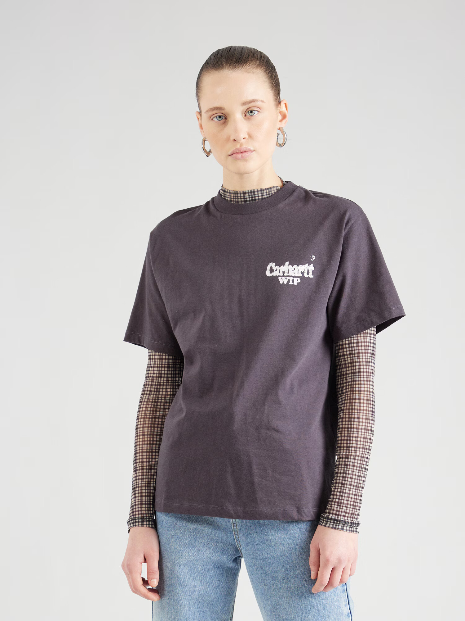 Carhartt WIP Tricou 'Spree ' gri / alb - Pled.ro