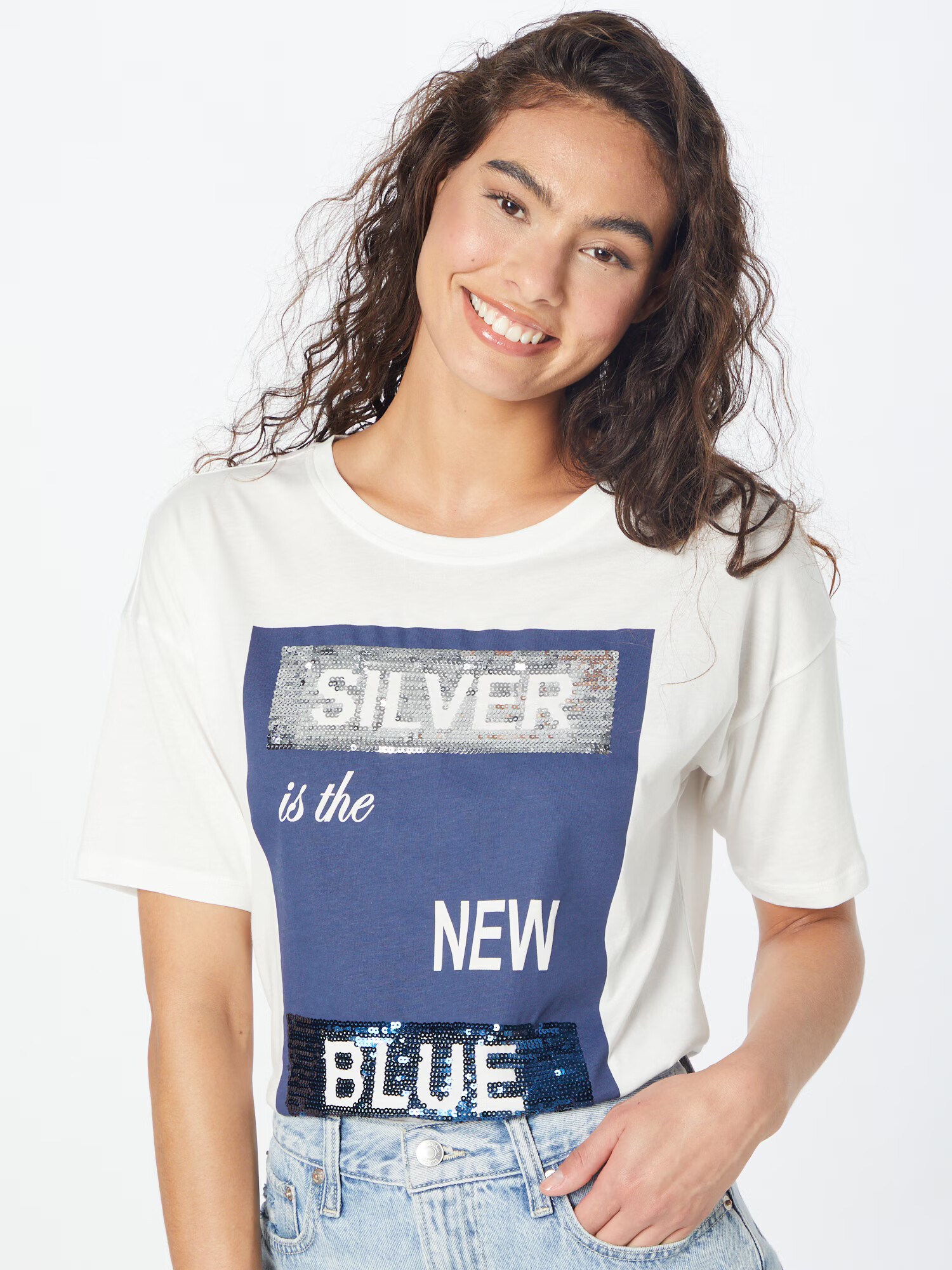 Cartoon Tricou bleumarin / argintiu / alb - Pled.ro