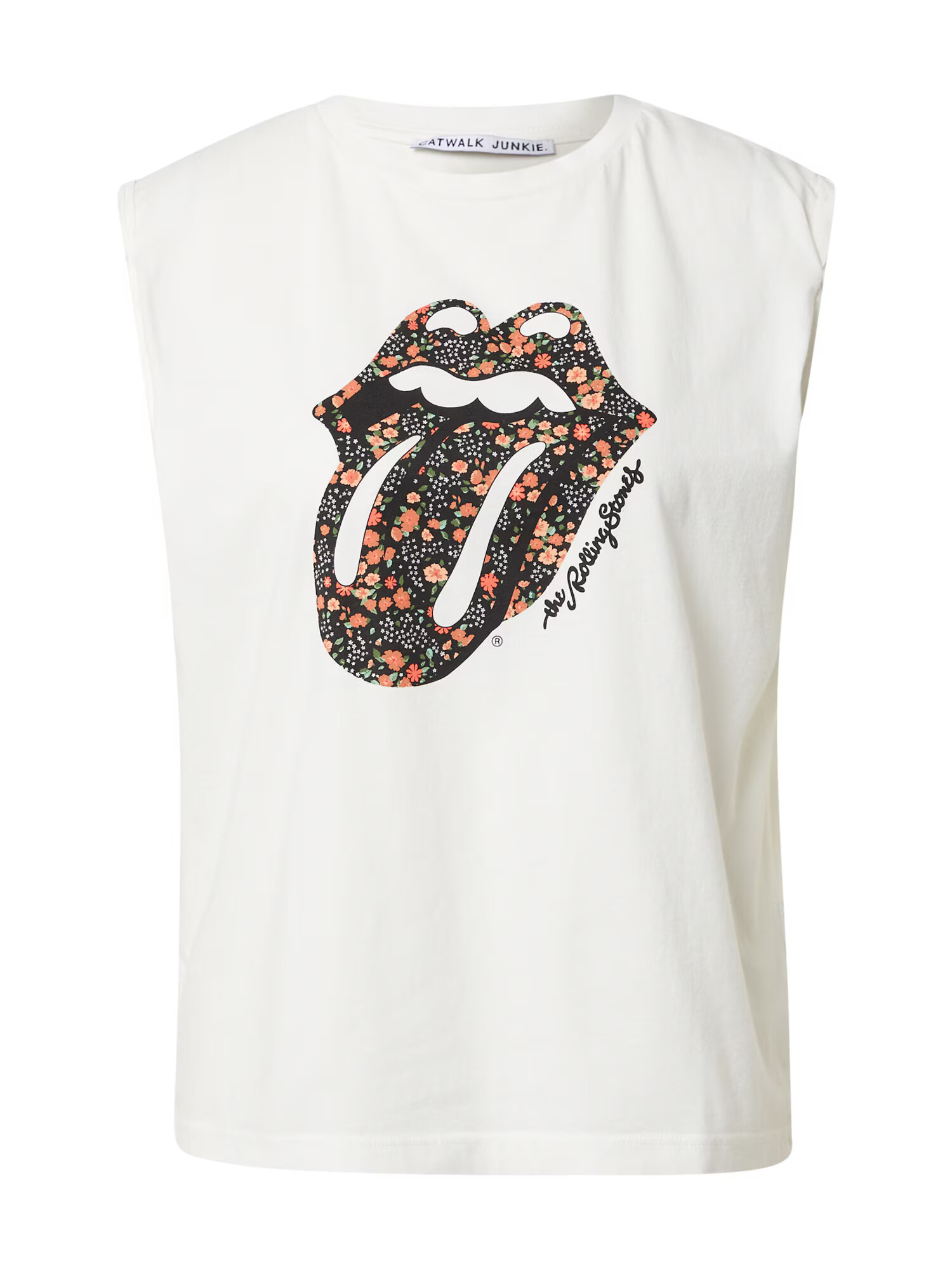 CATWALK JUNKIE Top 'ROLLING STONES' portocaliu / negru / alb - Pled.ro