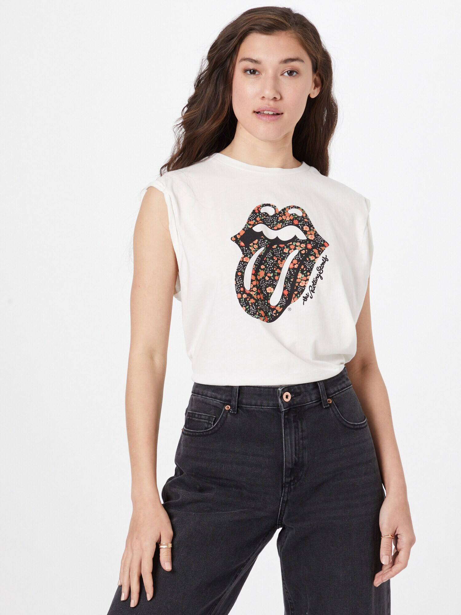 CATWALK JUNKIE Top 'ROLLING STONES' portocaliu / negru / alb - Pled.ro