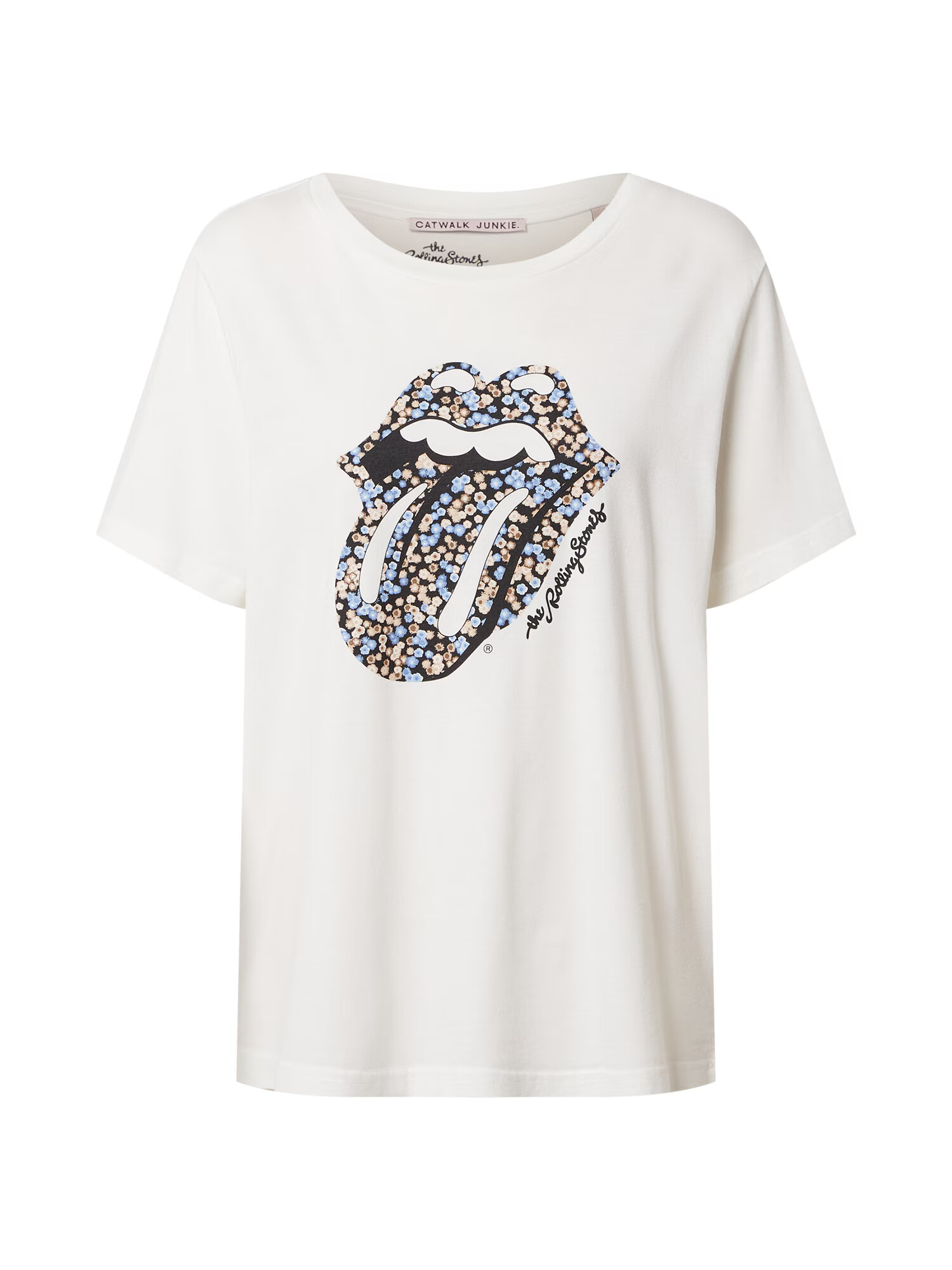 CATWALK JUNKIE Tricou 'Rolling Stones Ocean' albastru deschis / roz pudră / negru / alb - Pled.ro