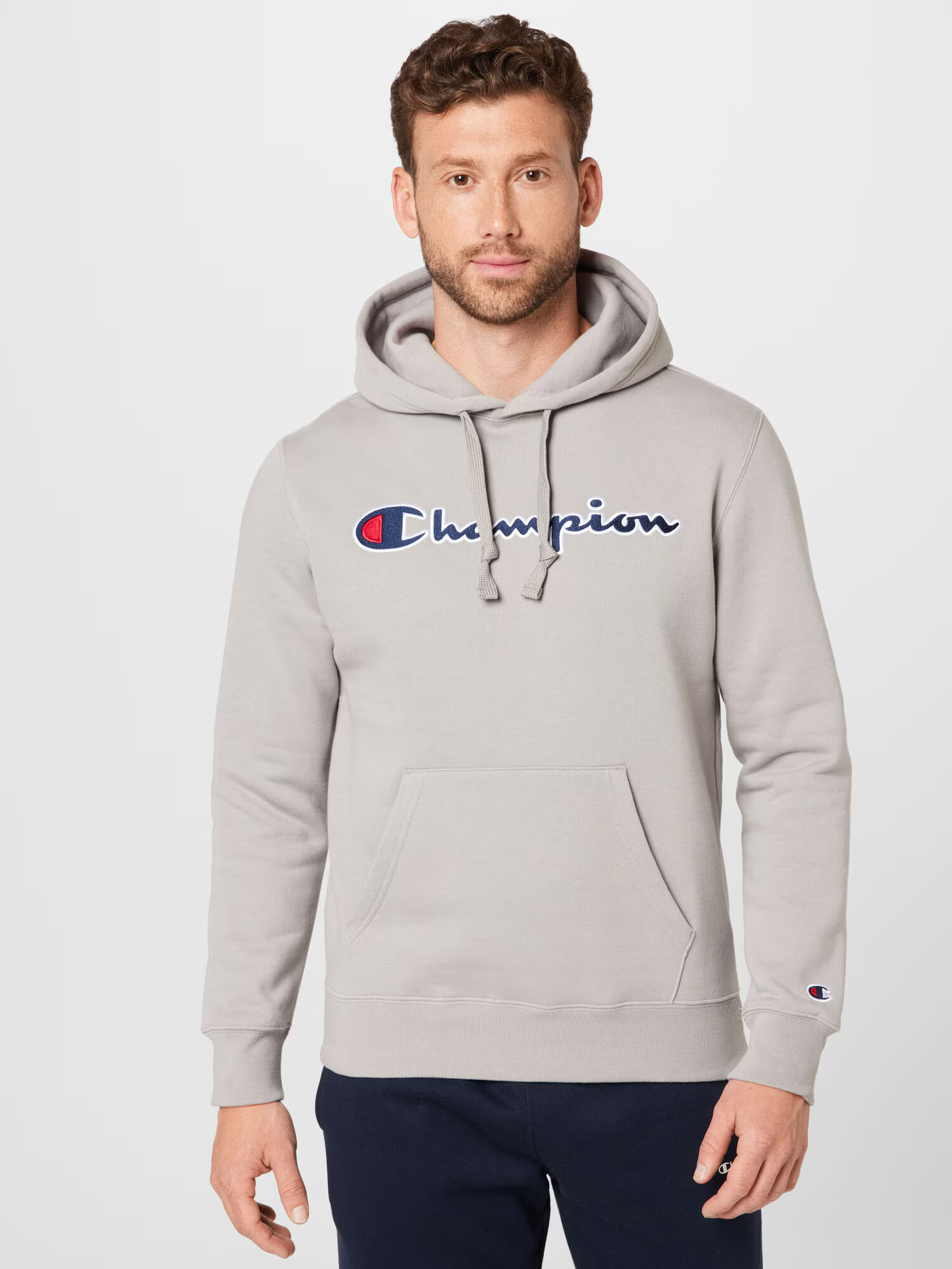 Champion Authentic Athletic Apparel Bluză de molton albastru închis / gri deschis / roșu / alb - Pled.ro