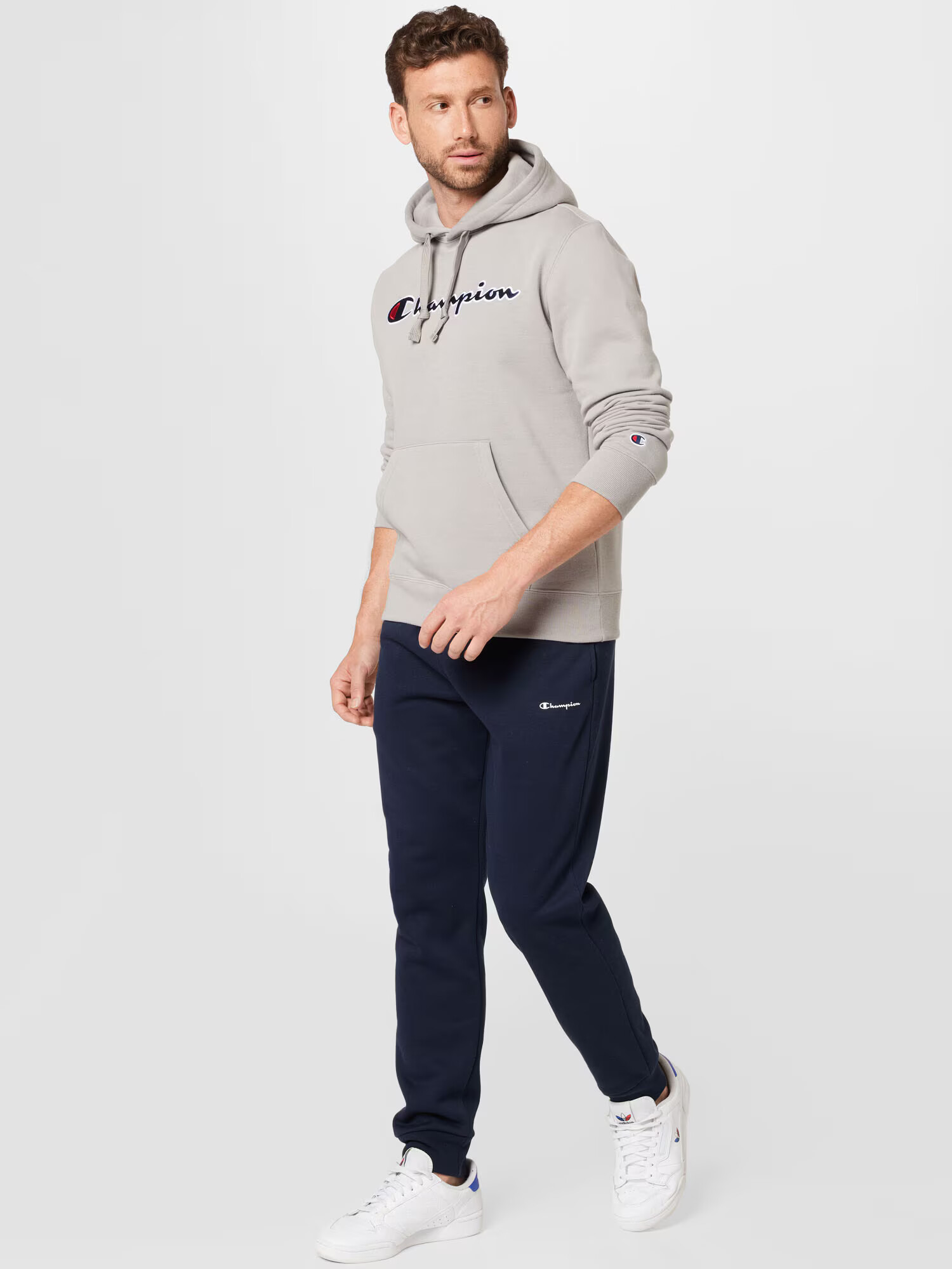 Champion Authentic Athletic Apparel Bluză de molton albastru închis / gri deschis / roșu / alb - Pled.ro