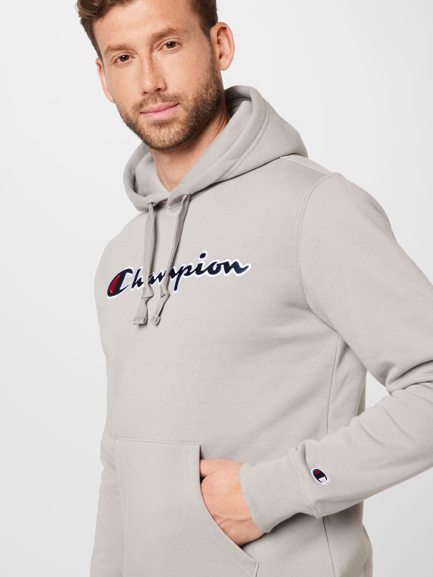 Champion Authentic Athletic Apparel Bluză de molton albastru închis / gri deschis / roșu / alb - Pled.ro