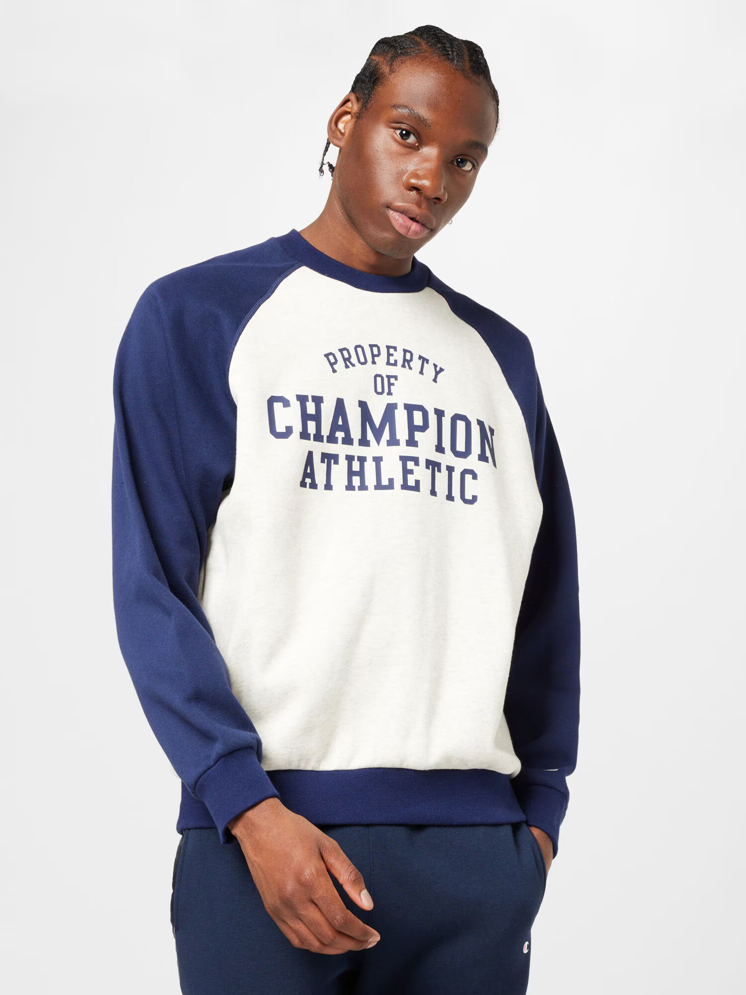 Champion Authentic Athletic Apparel Bluză de molton bleumarin / alb amestacat - Pled.ro