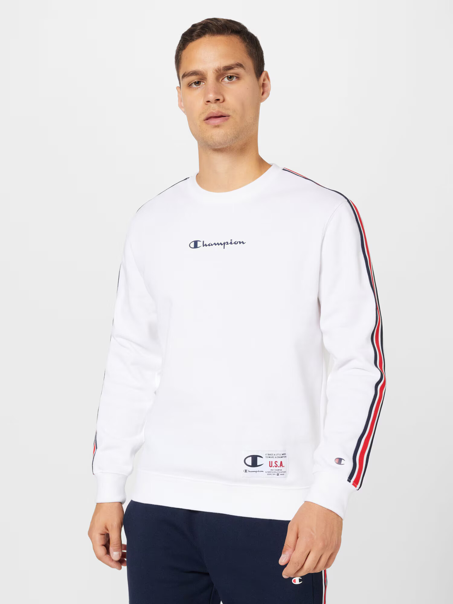 Champion Authentic Athletic Apparel Bluză de molton bleumarin / roșu / alb - Pled.ro