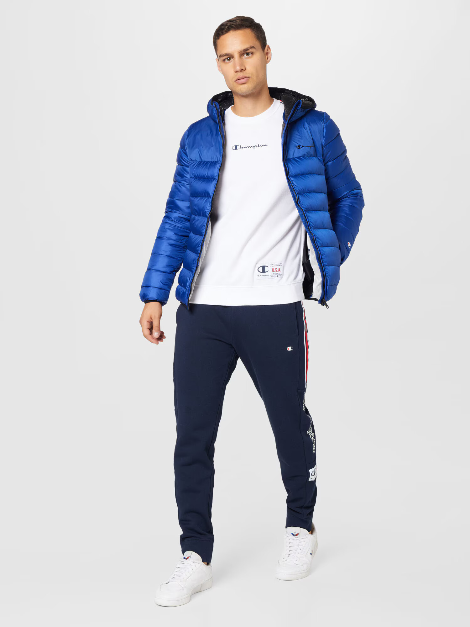 Champion Authentic Athletic Apparel Bluză de molton bleumarin / roșu / alb - Pled.ro