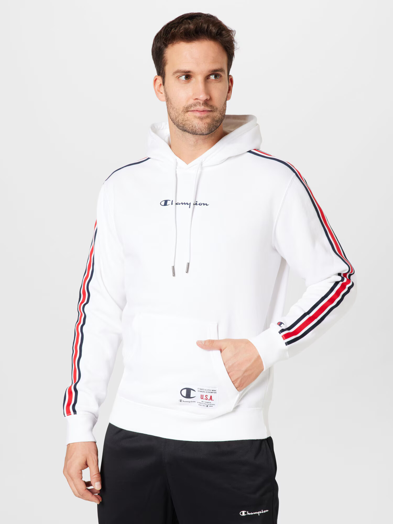 Champion Authentic Athletic Apparel Bluză de molton bleumarin / roșu / alb - Pled.ro