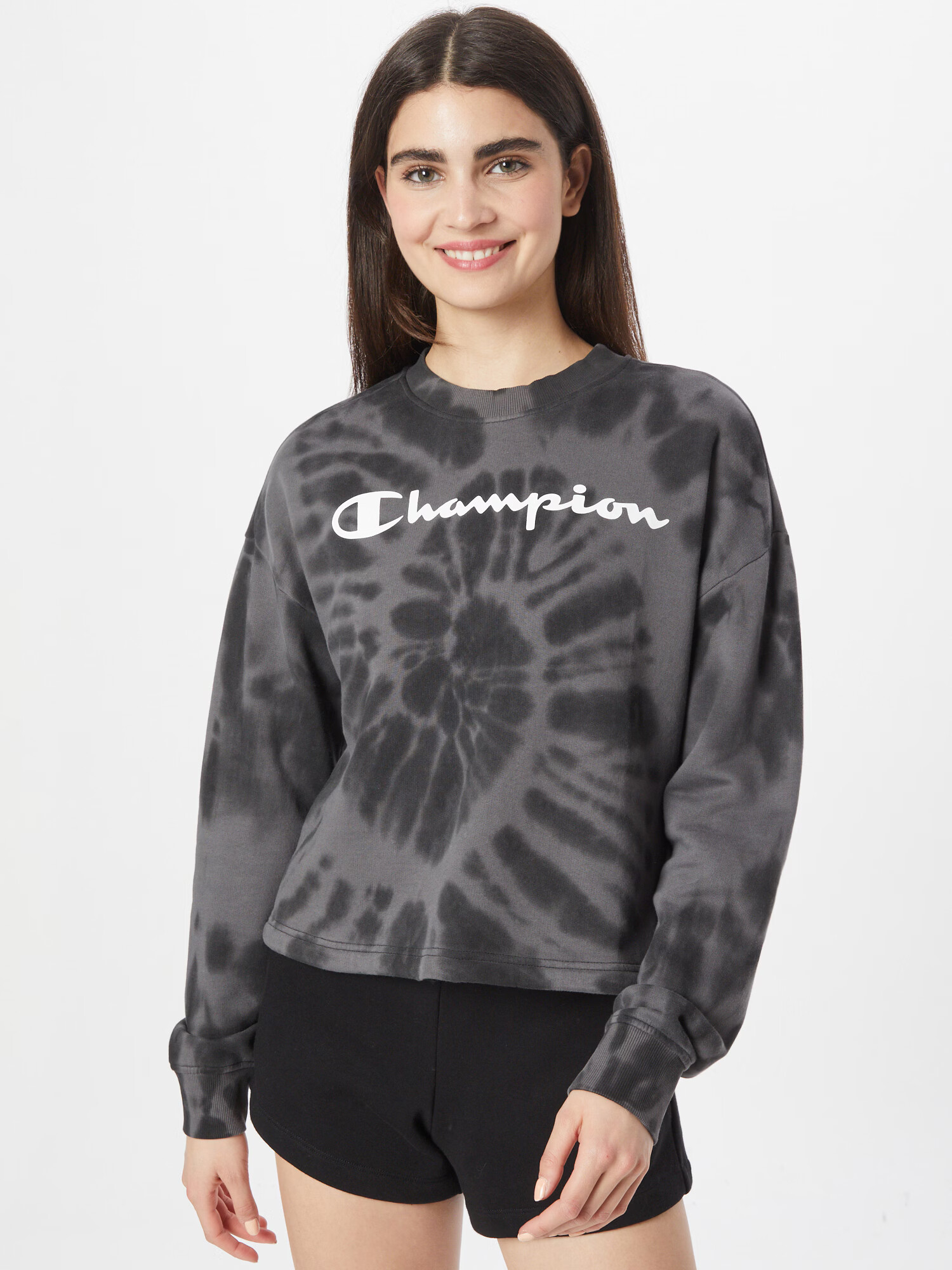 Champion Authentic Athletic Apparel Bluză de molton gri închis / negru / alb - Pled.ro