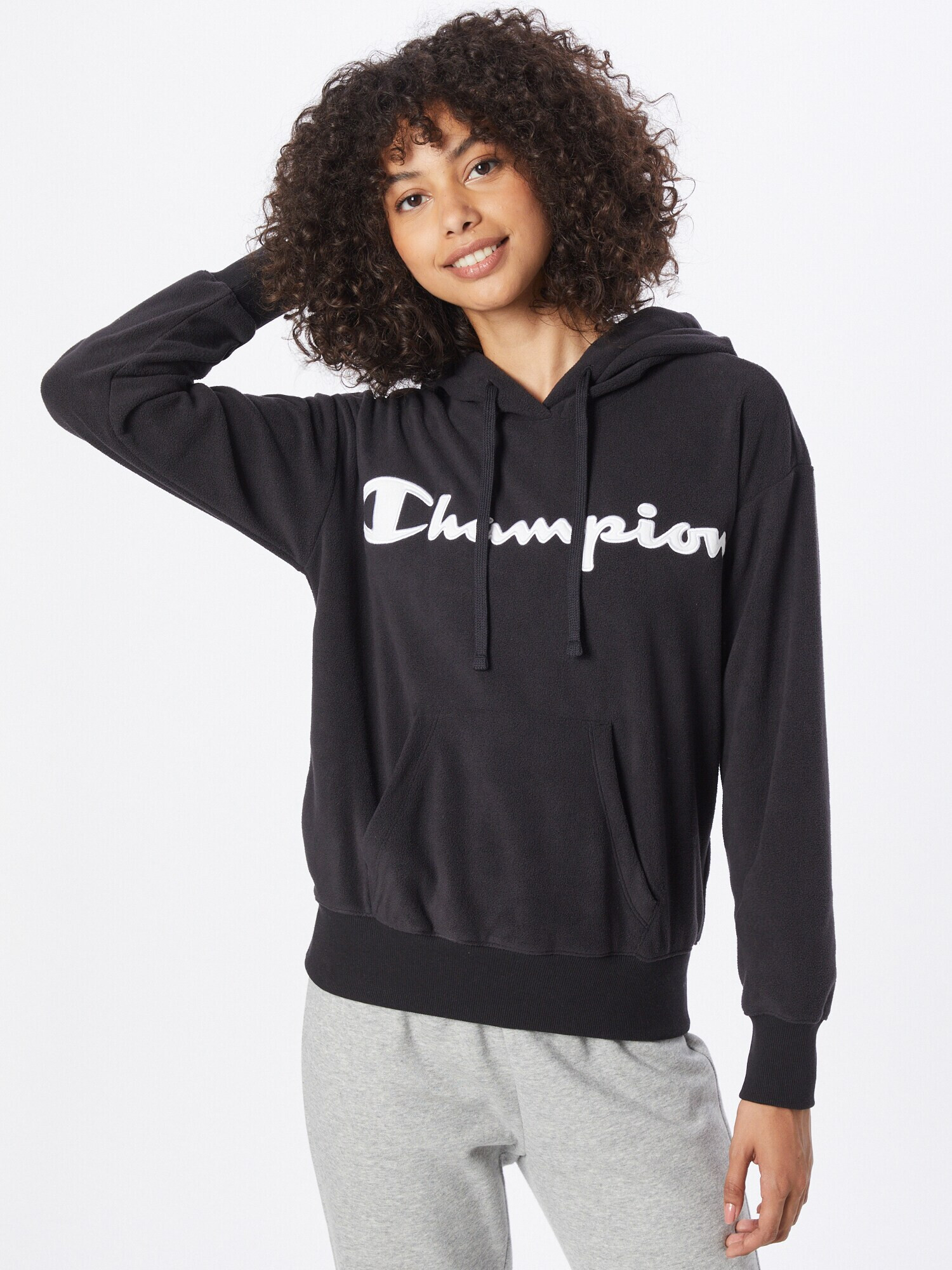 Champion Authentic Athletic Apparel Bluză de molton negru / alb - Pled.ro