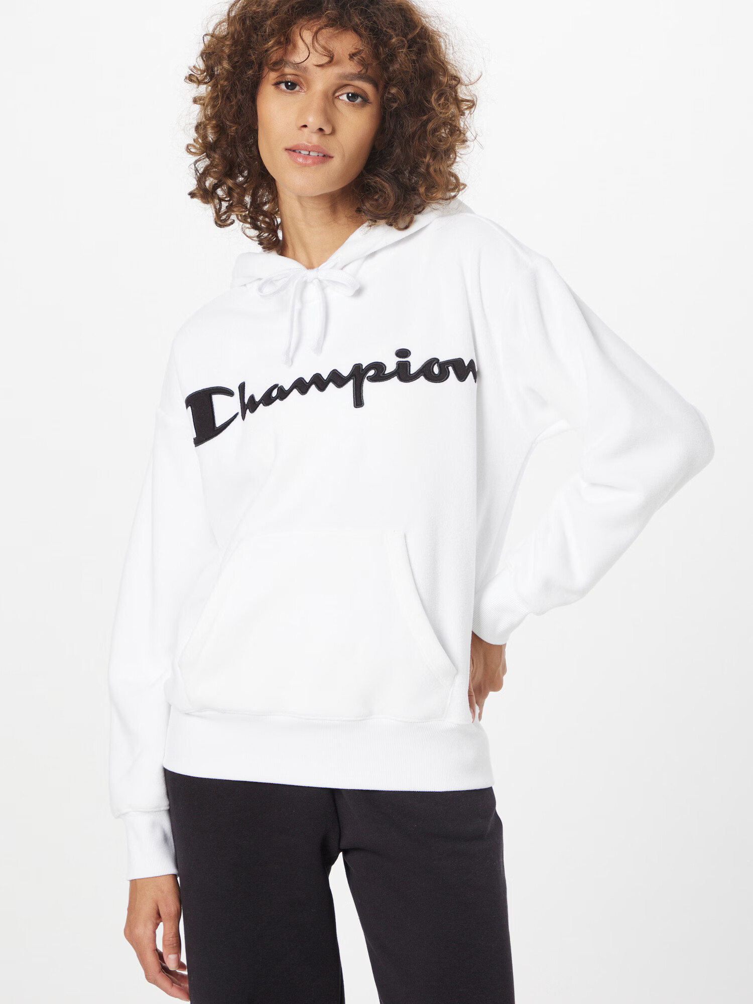 Champion Authentic Athletic Apparel Bluză de molton negru / alb - Pled.ro