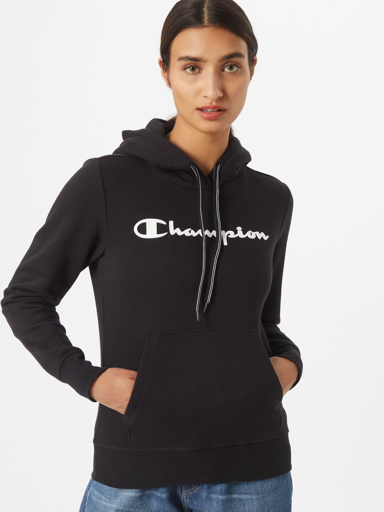 Champion Authentic Athletic Apparel Bluză de molton negru / alb - Pled.ro