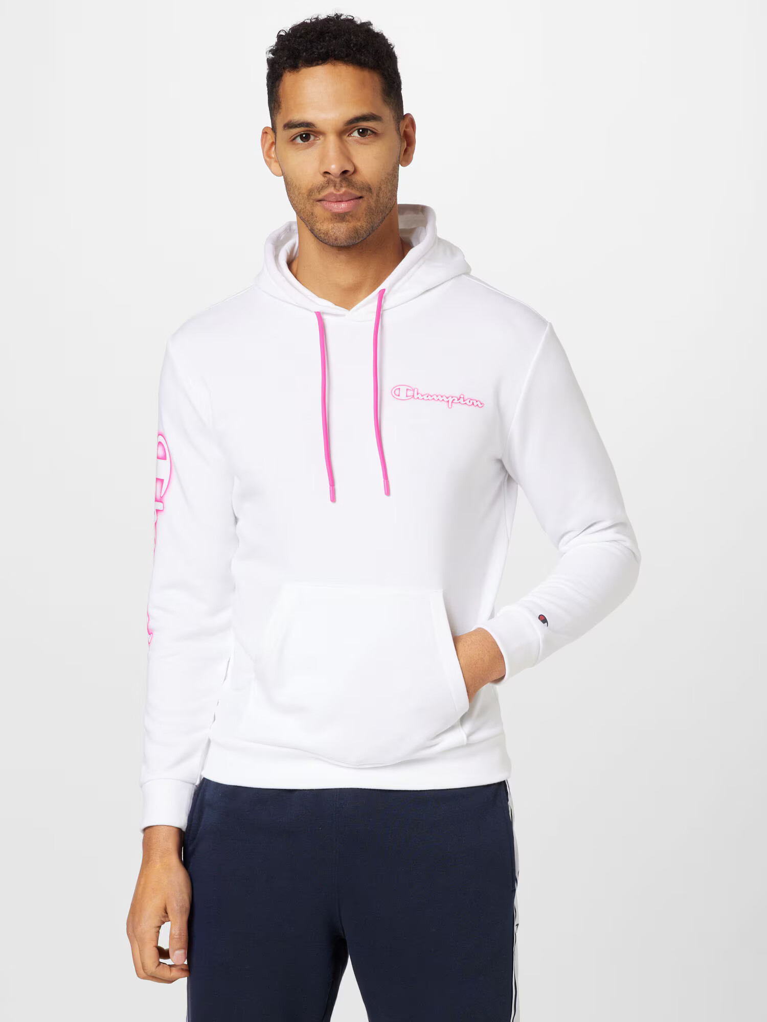 Champion Authentic Athletic Apparel Bluză de molton roz / alb - Pled.ro