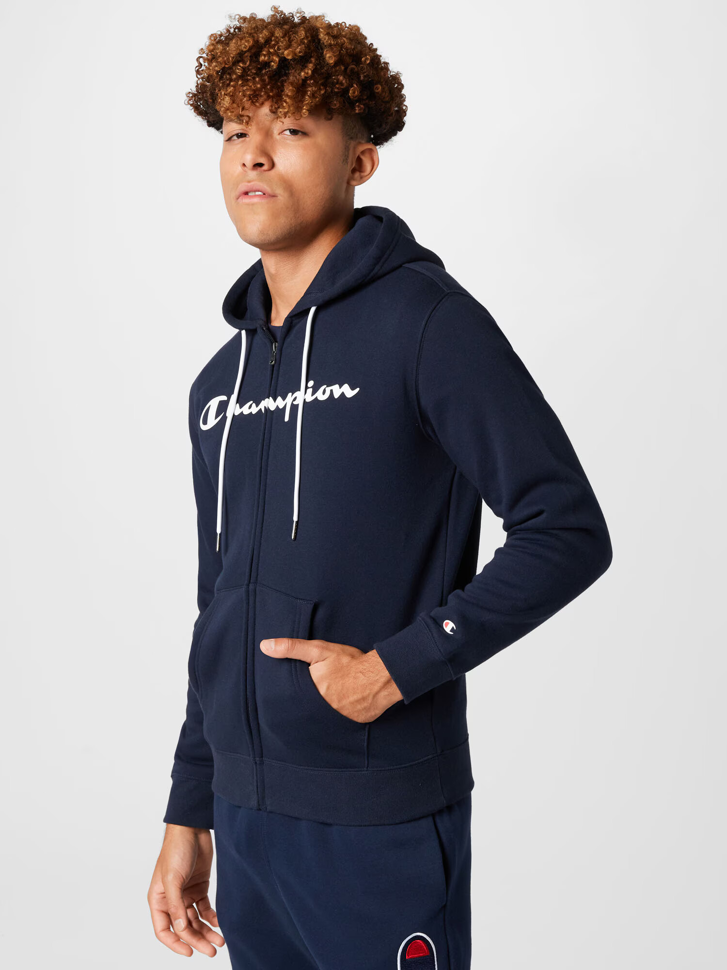 Champion Authentic Athletic Apparel Hanorac bleumarin / alb - Pled.ro