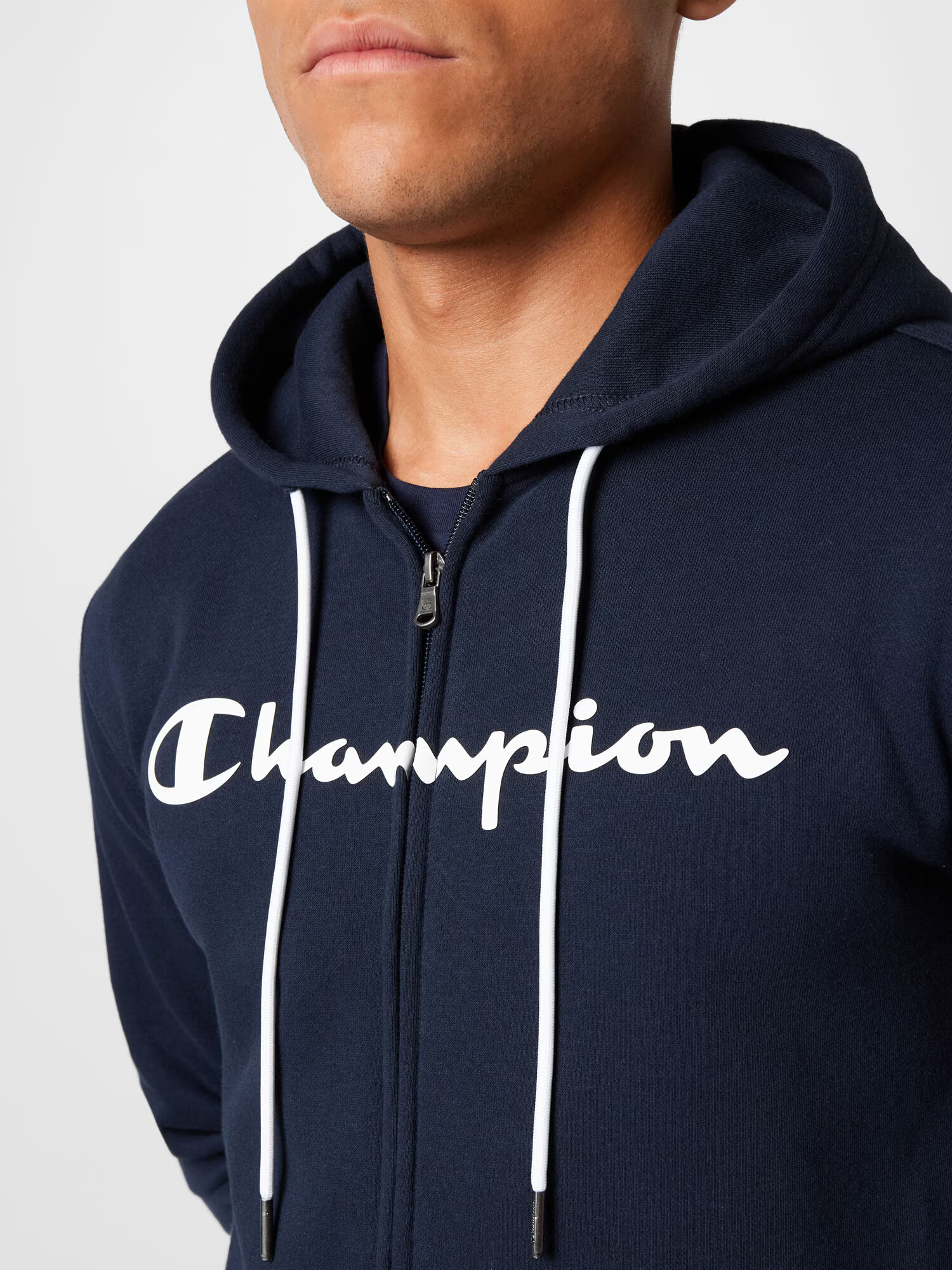 Champion Authentic Athletic Apparel Hanorac bleumarin / alb - Pled.ro