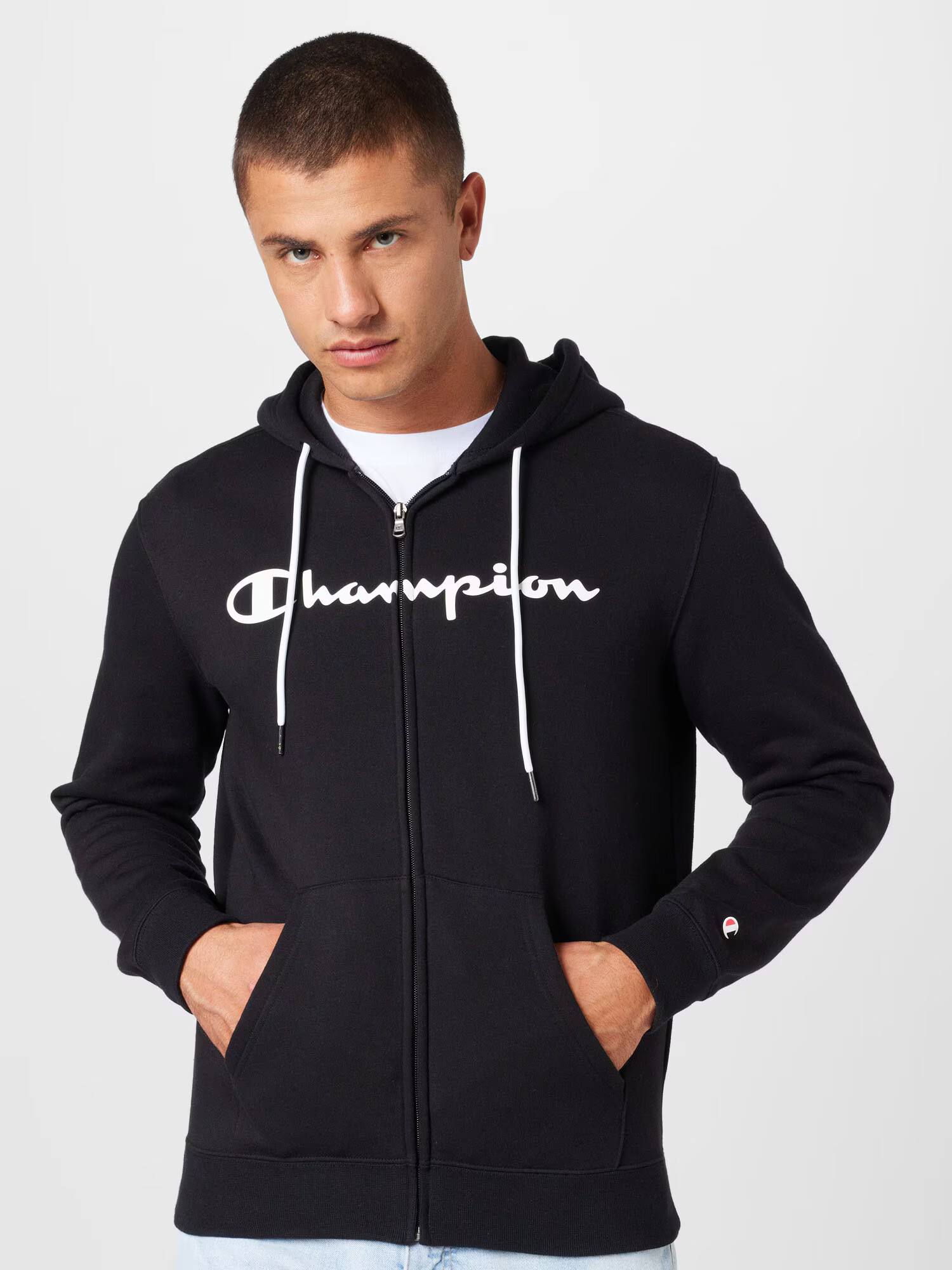 Champion Authentic Athletic Apparel Hanorac negru / alb - Pled.ro